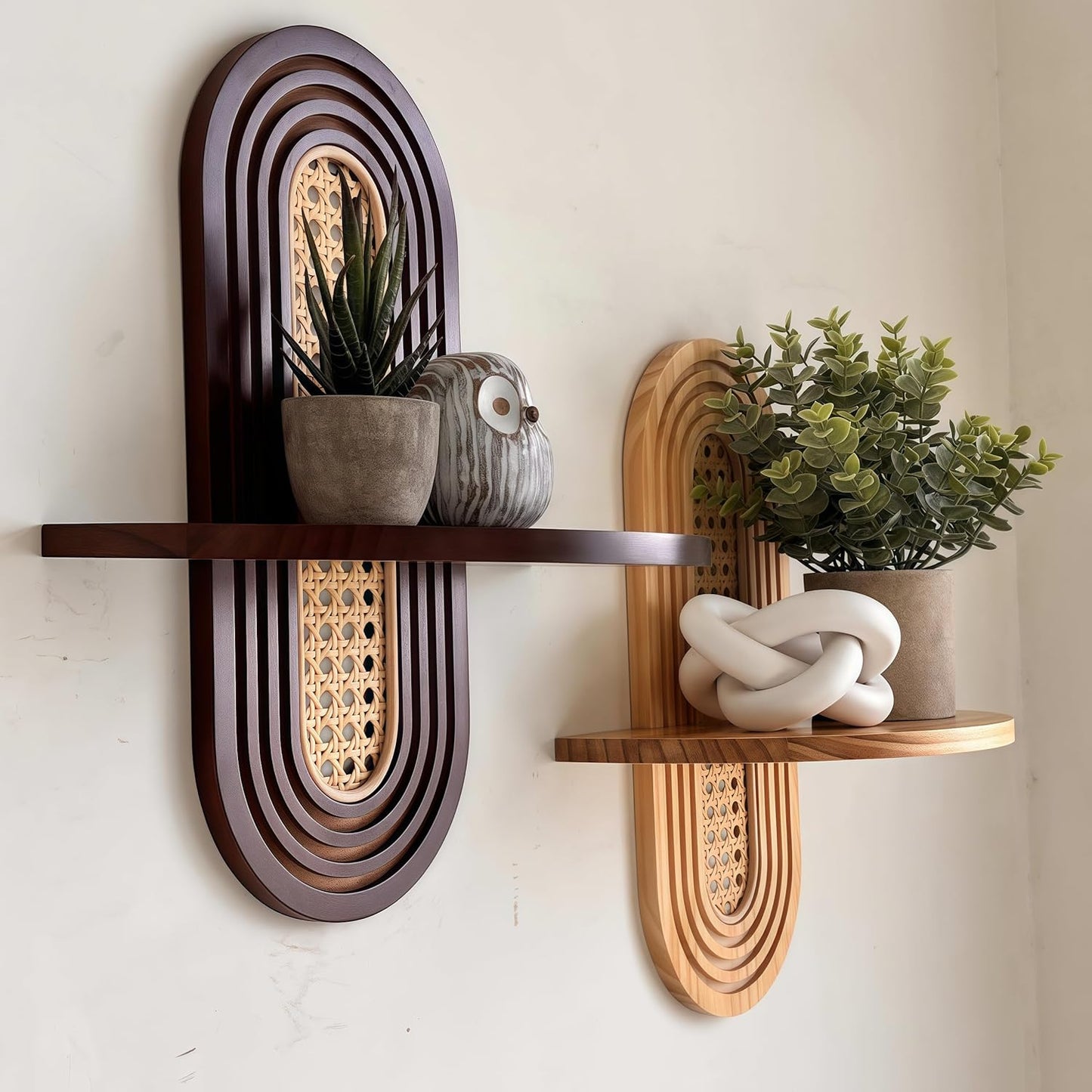 1pc Mid-Century Modern Wall Shelf / Natural