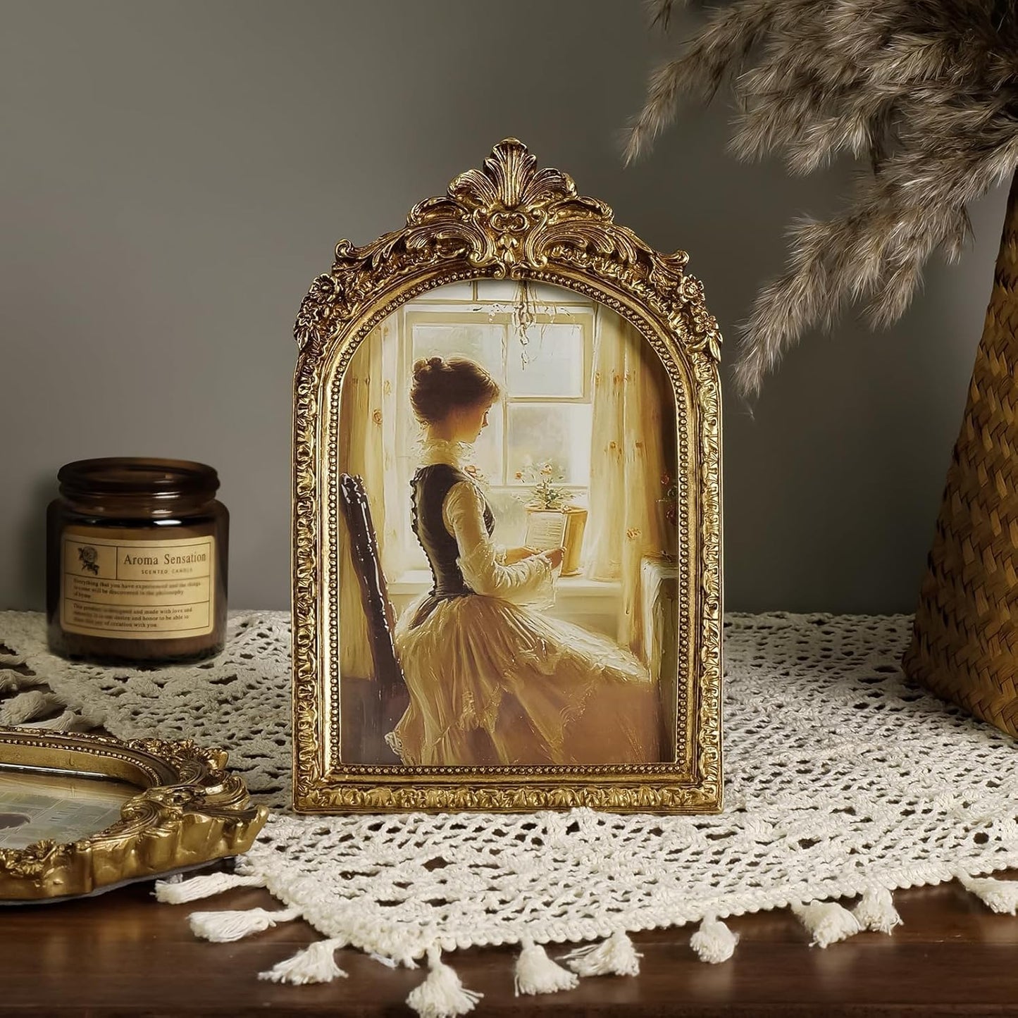 Vintage Picture Frames Gold Frame / Gold Arch / 5 x 7
