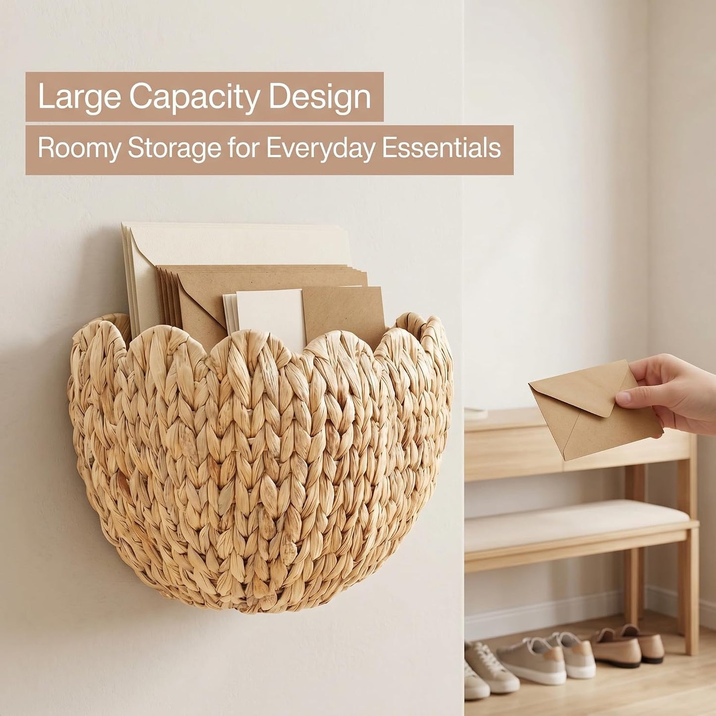 Scalloped Wall Baskets / Water Hyacinth Woven Wall Planter
