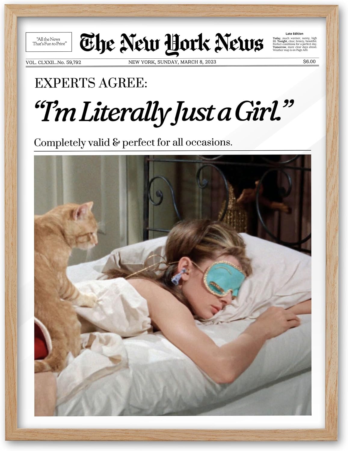 EcoHest 8x10 in Audrey Hepburn I'm Literally Just a Girl Framed Wall Art