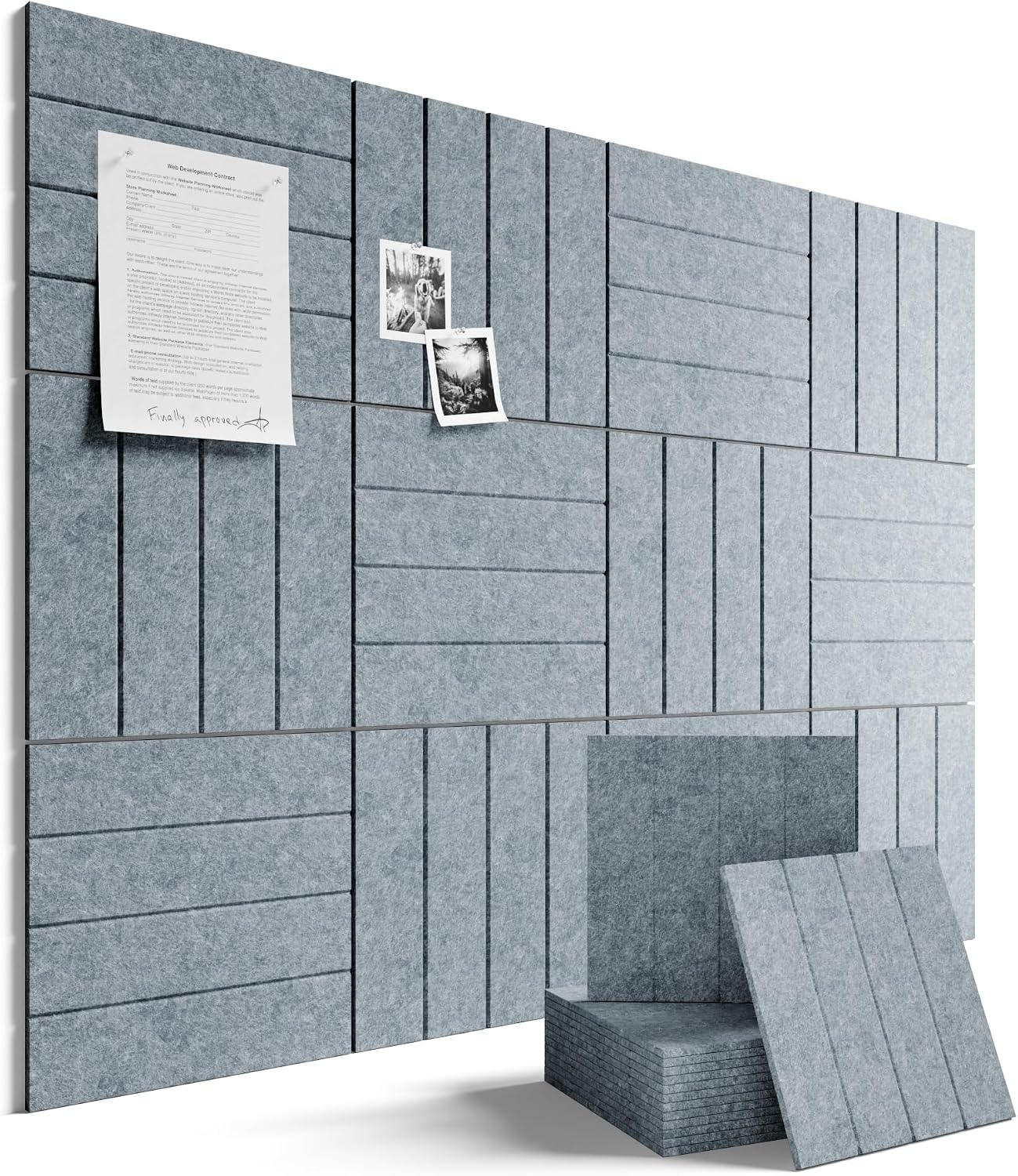 Fluxynara 48" x 36" Large Felt Bulletin Board, Blue Gray