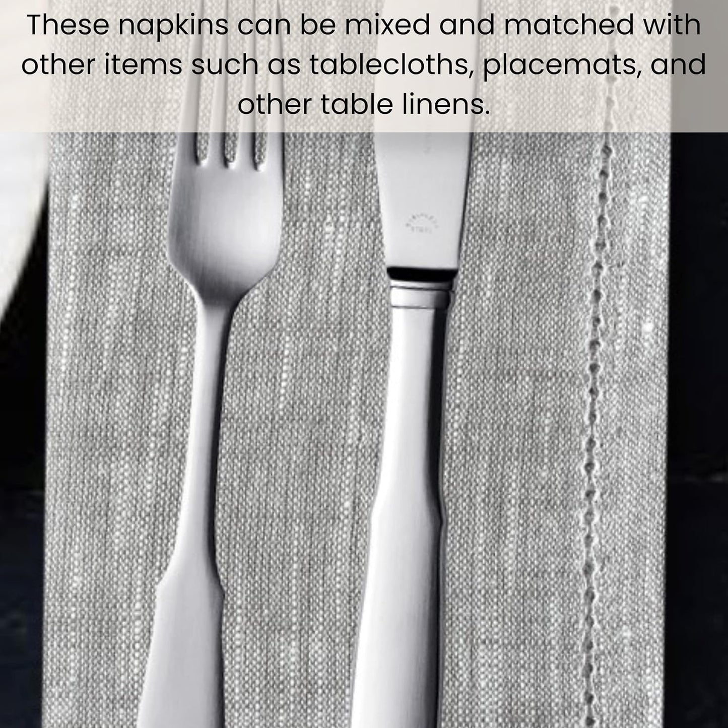12 Pack Farmhouse Style Slub Textured 18x18 Cloth Dinner Napkins, 100% Cotton for Everyday Use and Events - Soft and