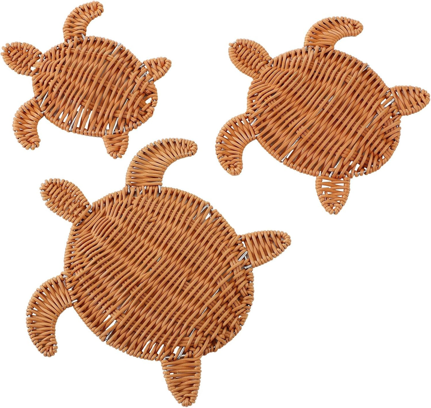 Sea Turtle Wicker Wall Decor 3 Size Handmade Coastal Summer Rattan Wall Art Decor Beach / Set of 3