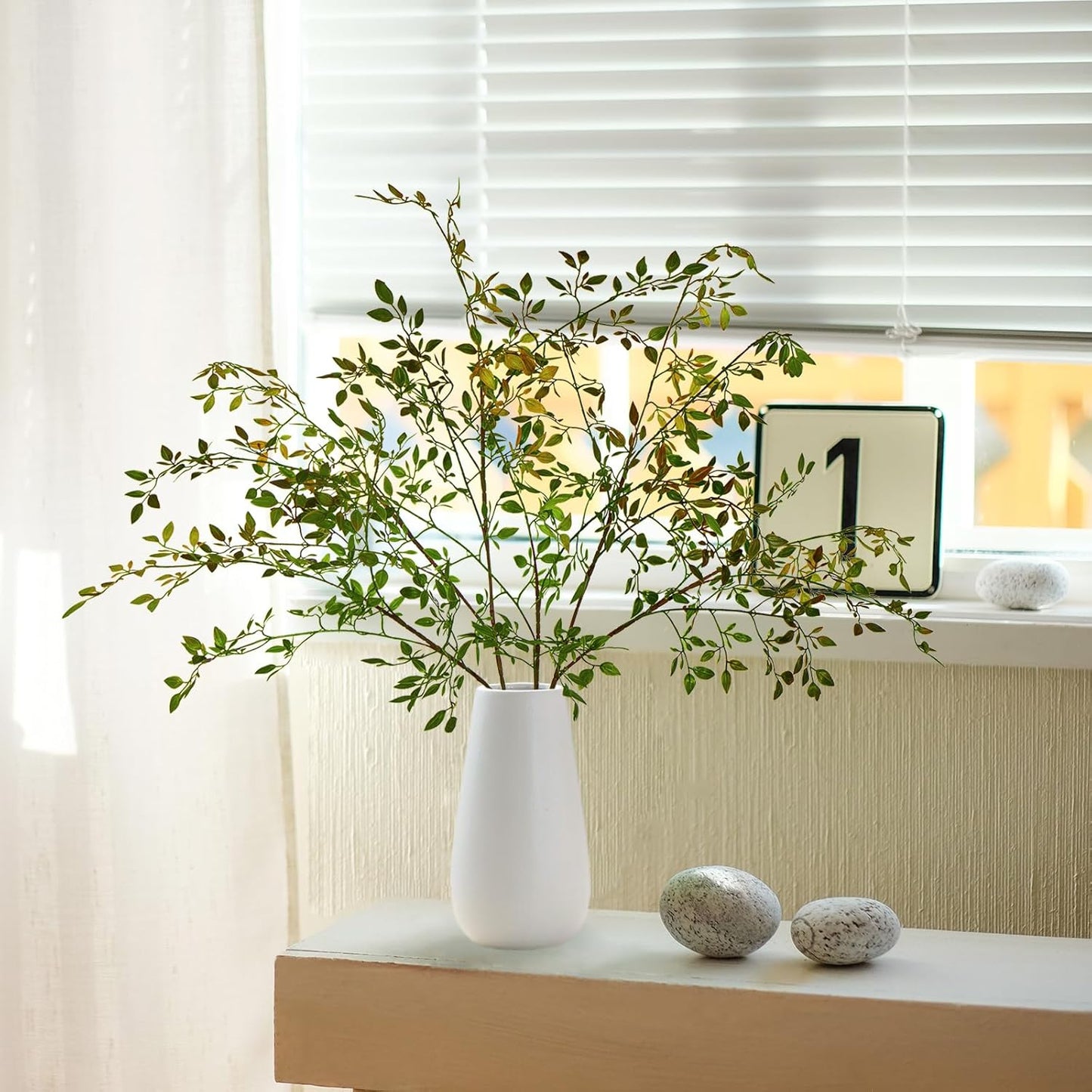 43.3" Nandina Branches Tall Faux Plant Stems for Vase / Orange / Set of 2
