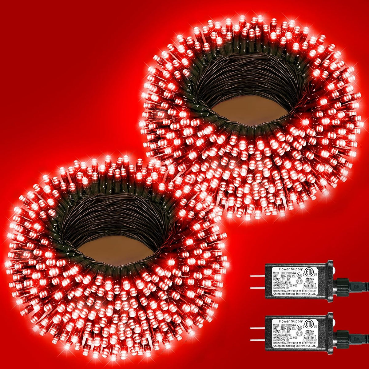 2 Pack Christmas Lights Outdoor, Total 200FT 600LED Christmas Tree Lights