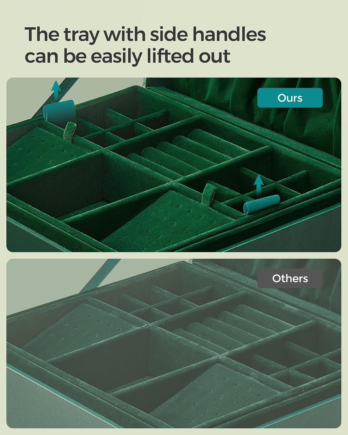 Jewelry Organizer / Removable Jewelry Tray / Forest Green