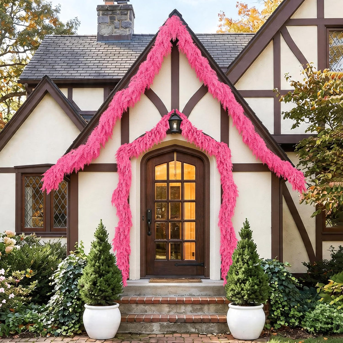 9Ft Christmas Cedar Garland,Pink Real Touch Soft Christmas Decorations | Realistic Thick Full Lush Artificial Garland