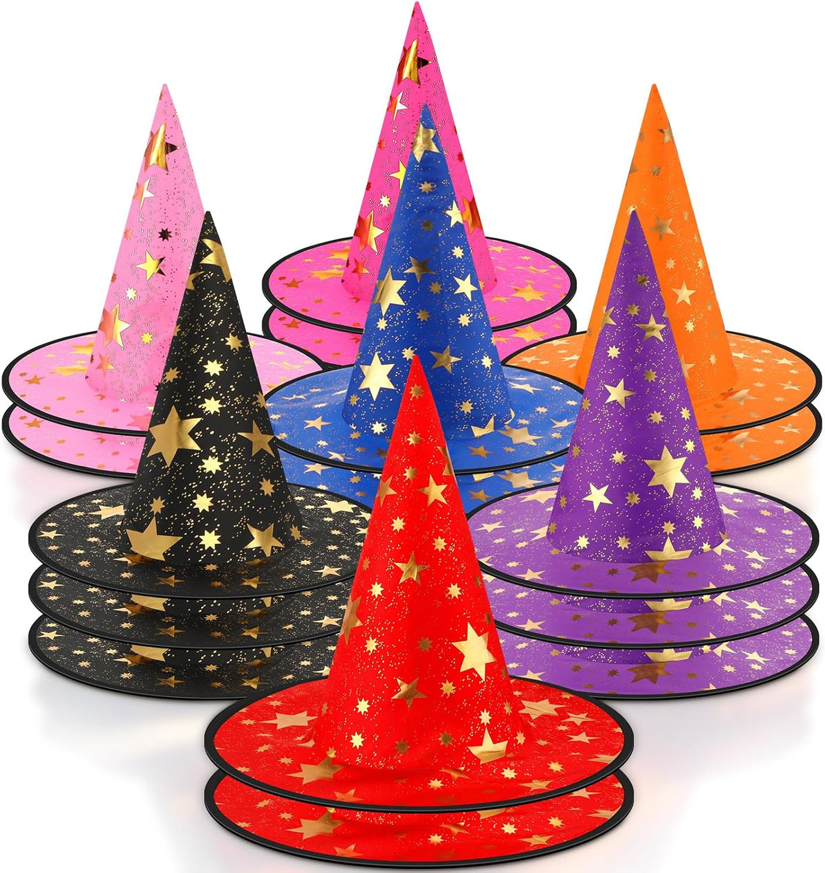 Newcotte 16 Pieces Witch Hats Halloween Costumes for Women Men Modern Witch Hats Fancy Dress Party Decorations