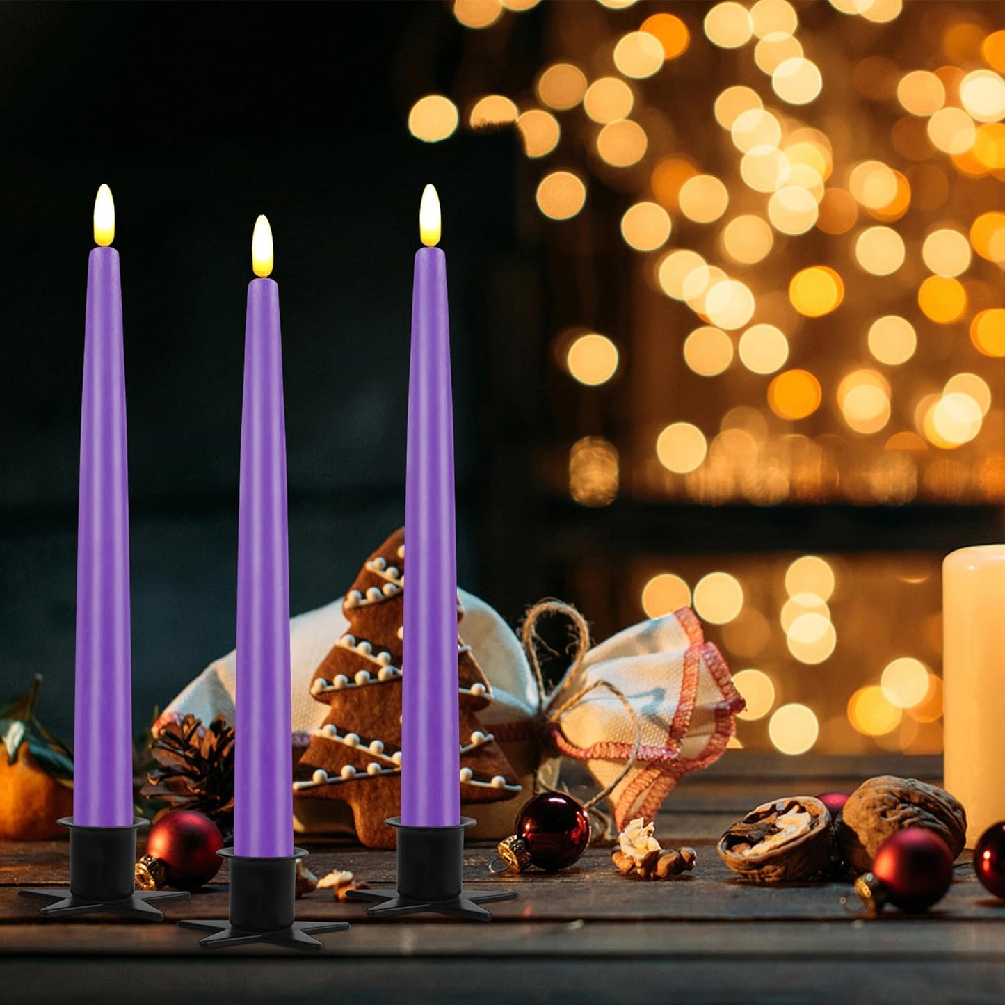 Flameless Taper Candles with 10-Key Remote, Battery Operated Led Flickering 3D Wick Window Candles Real Wax Finished