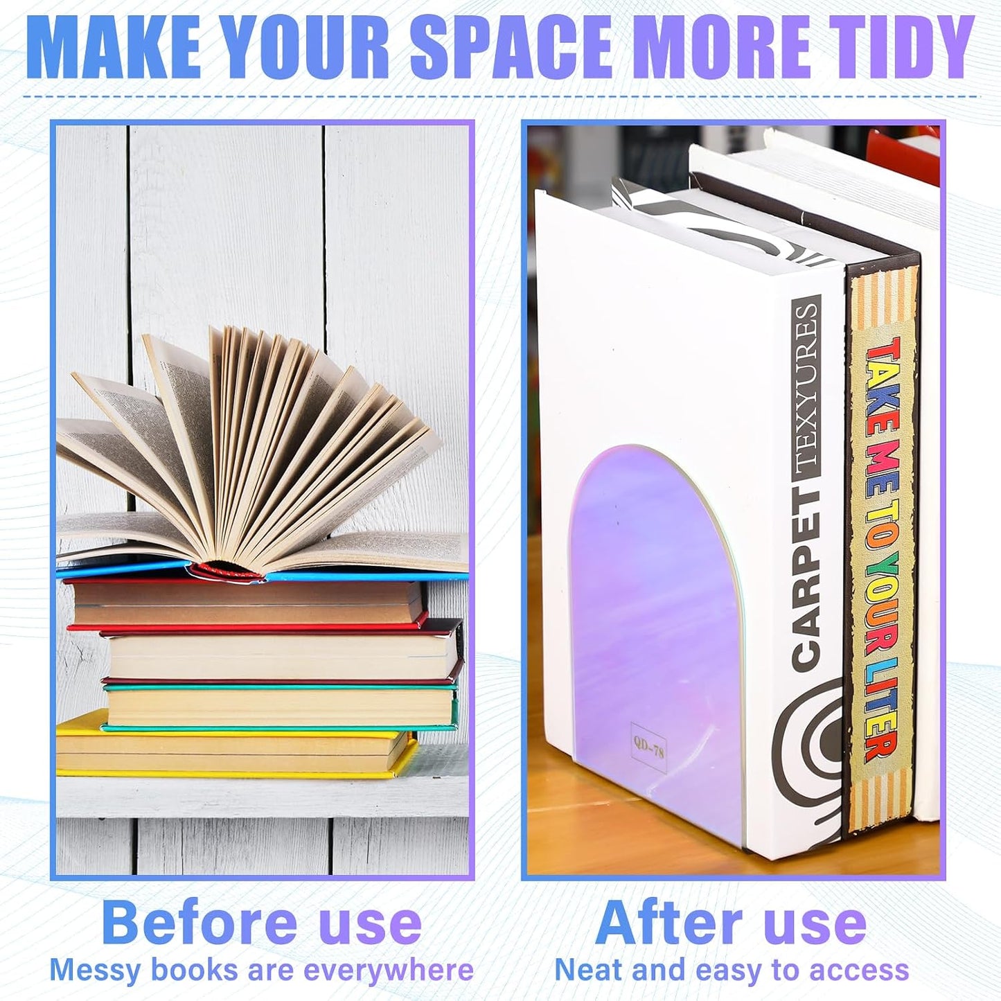 Acrylic Book Ends / Laser Color / Clear / Set of 4