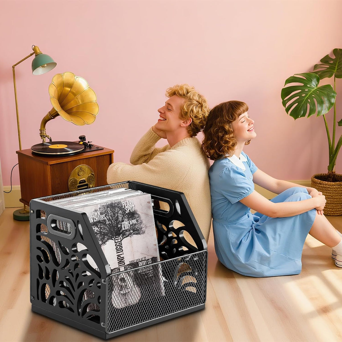 Vinyl Record Holder, Sturdy Wooden Album Storage for Vinyl Records | Holds 70+ LPs, Perfect for Records, Files, Books &