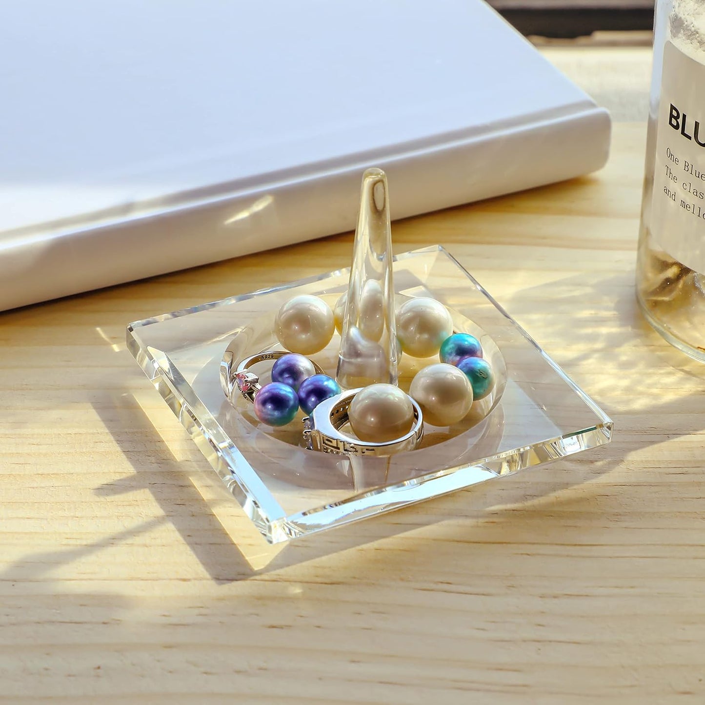 H&D Square Crystal Glass Ring Holder for Jewelry / Clear_square1
