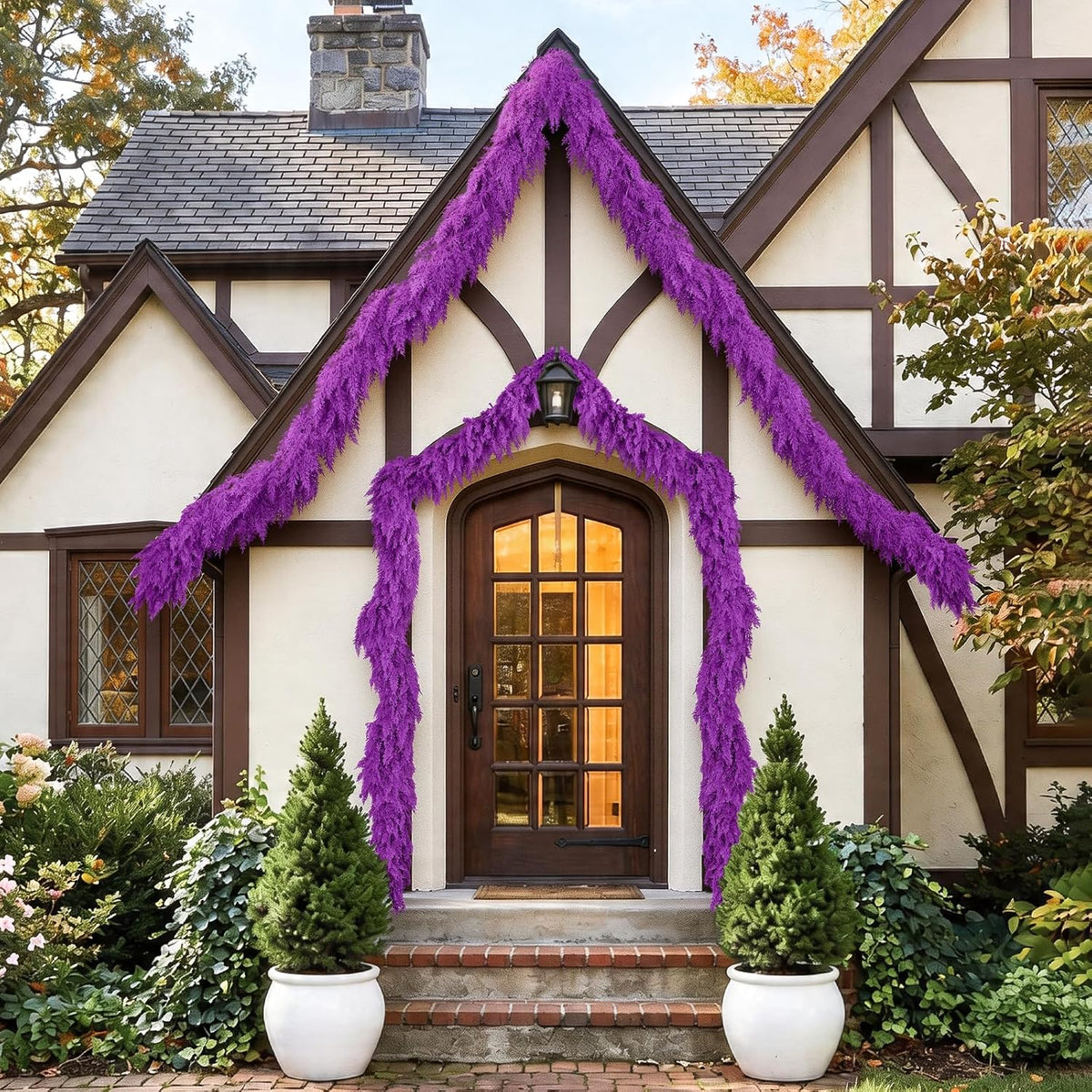 9Ft Christmas Cedar Garland,Purple Real Touch Soft Christmas Decorations | Realistic Thick Full Lush Artificial