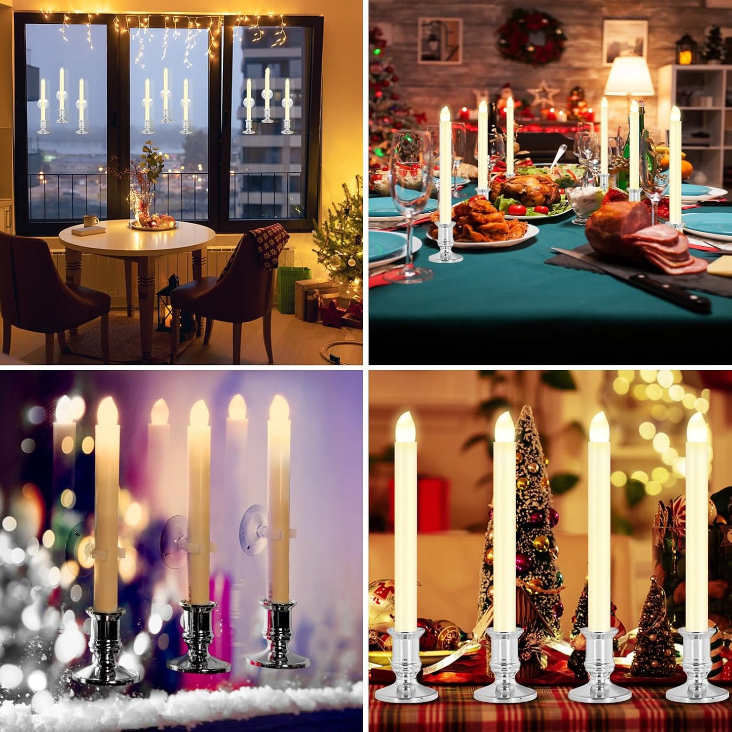Verdenu 14 Pack Flameless Christmas Window Candles with 2 Remote Controls | Battery Operated Candles with 4 Timer