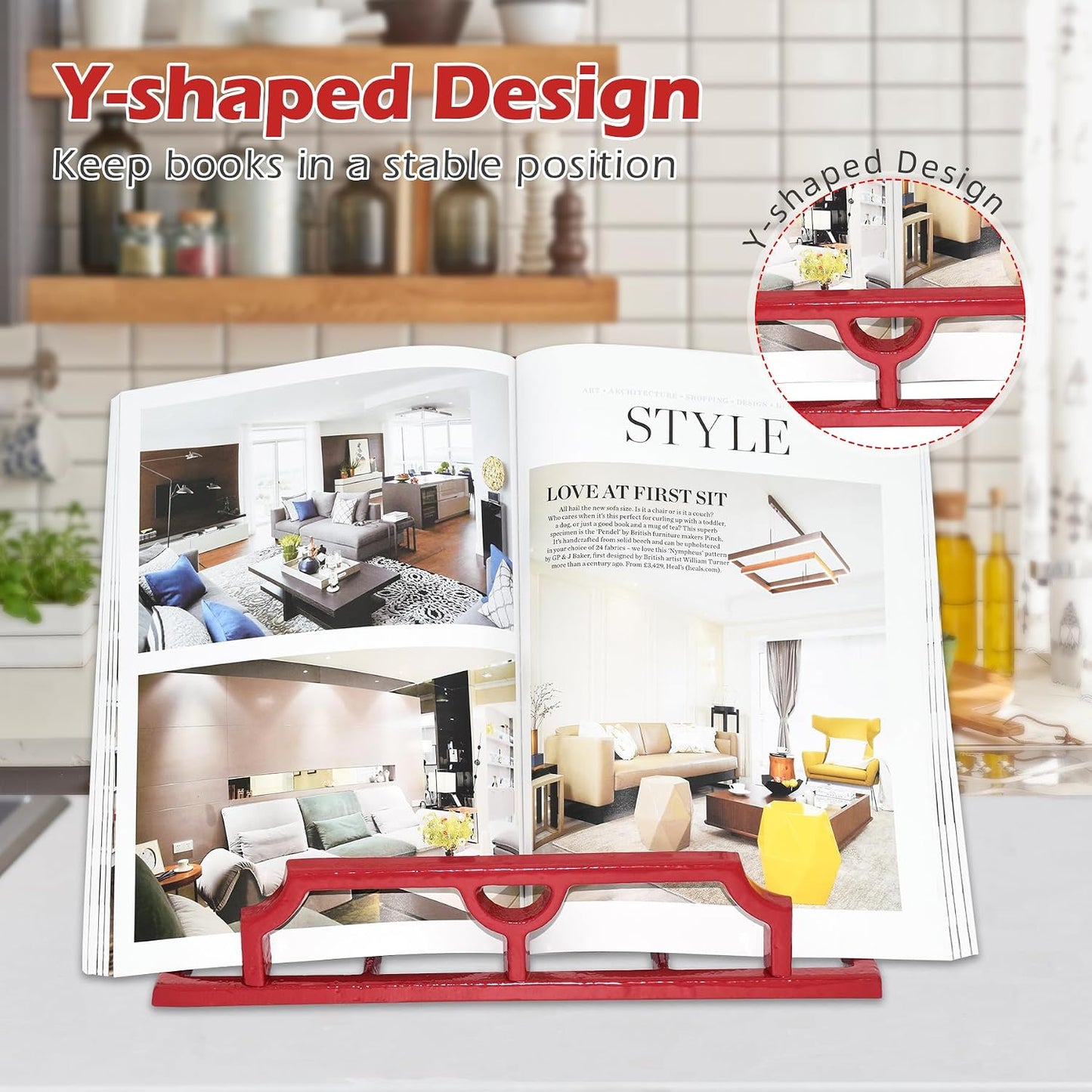 Elegant Cookbook Stand Cast Iron, Kitchen Decorative Metal Recipe Book Holder for Bible, Prayer Book Stand, Magazine