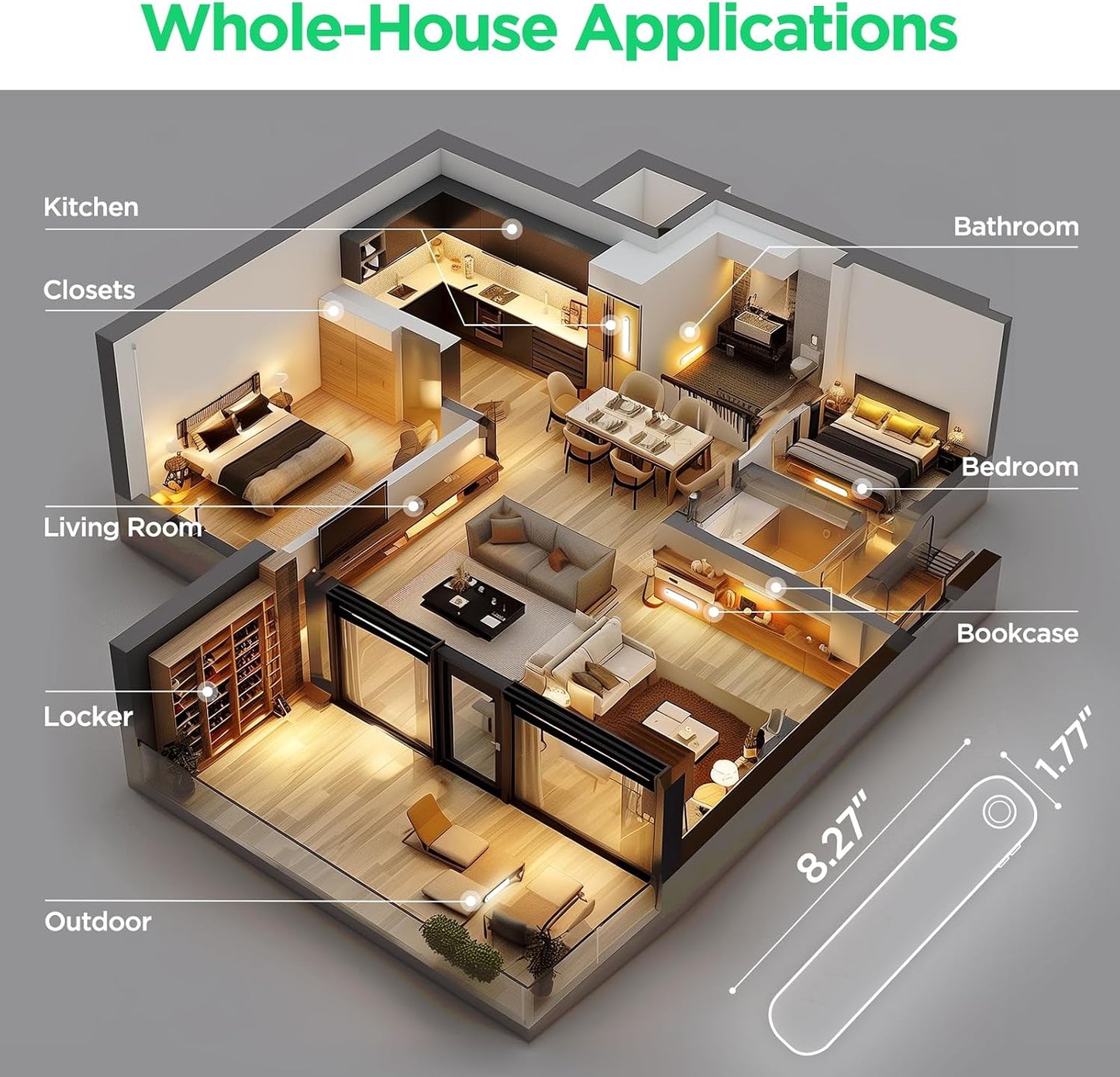 Under Cabinet Lighting, Motion Sensor Lights Indoor with Soomth Dimming, 2600mAh Rechargeable Closet Lights Wireless
