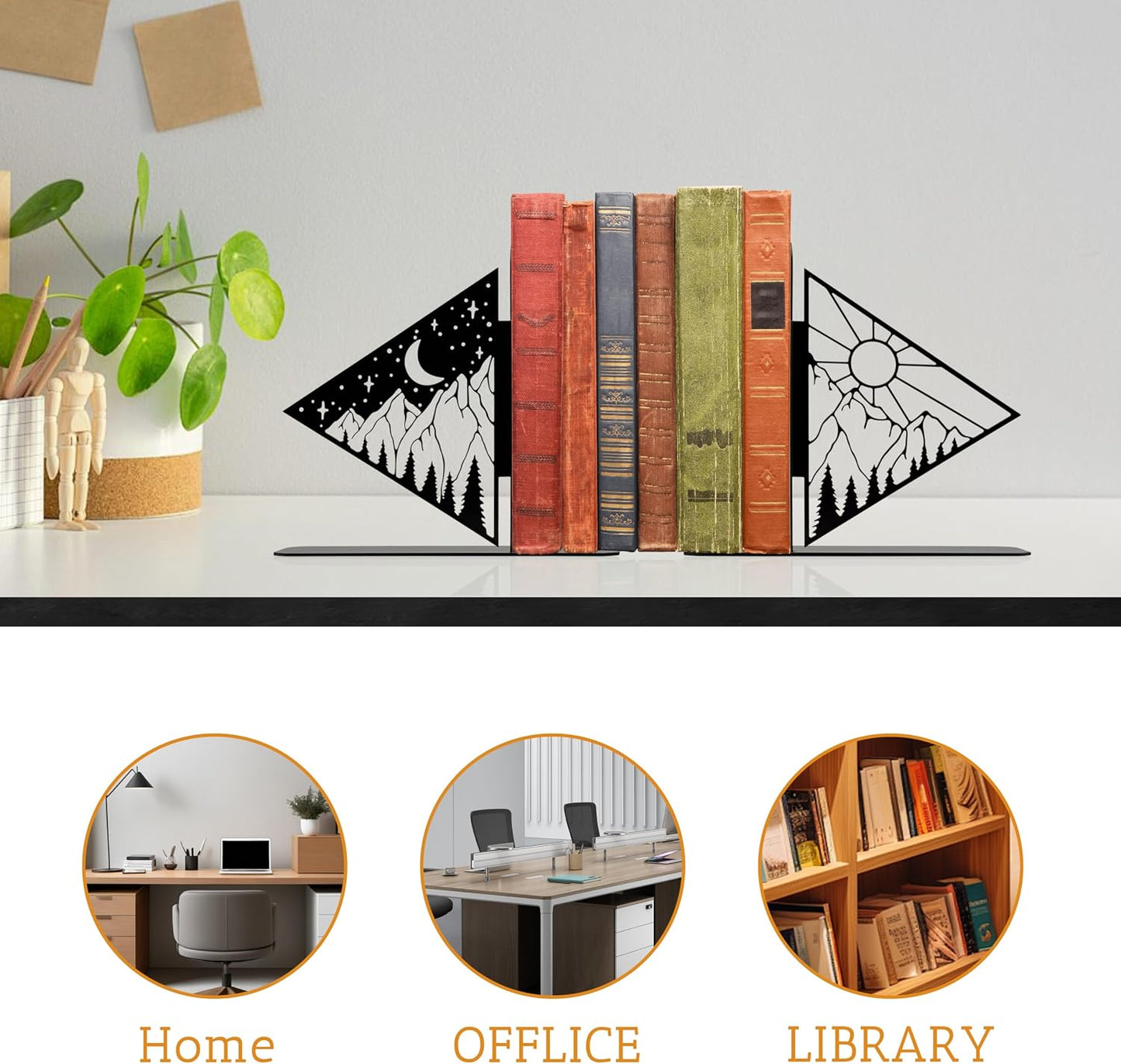 Metal Book Ends / 5.98 x 1.18 x 5.51
