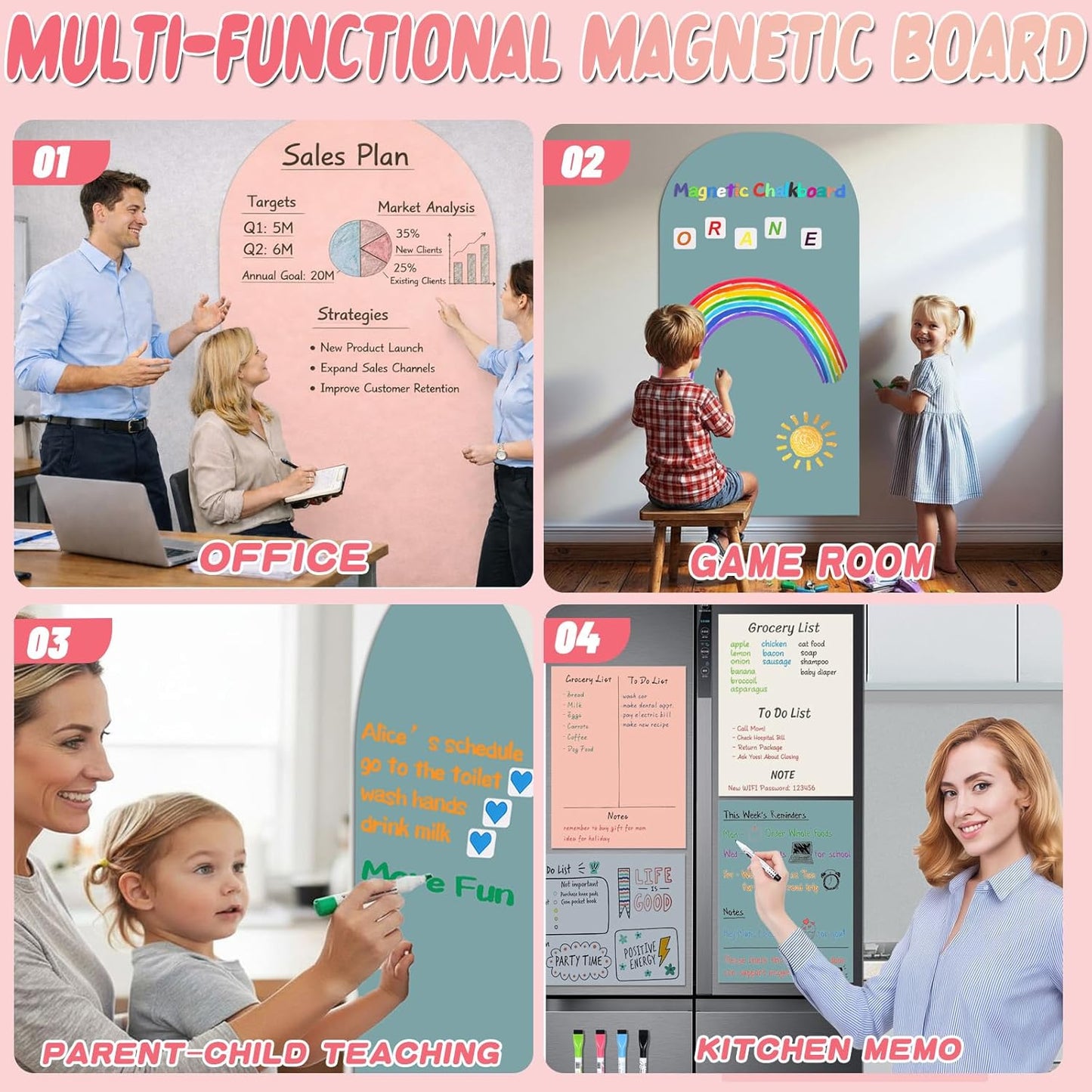 Magnetic Arch Wall Decal for Kids / Grey / 16"W x 24"H / 16 x 24