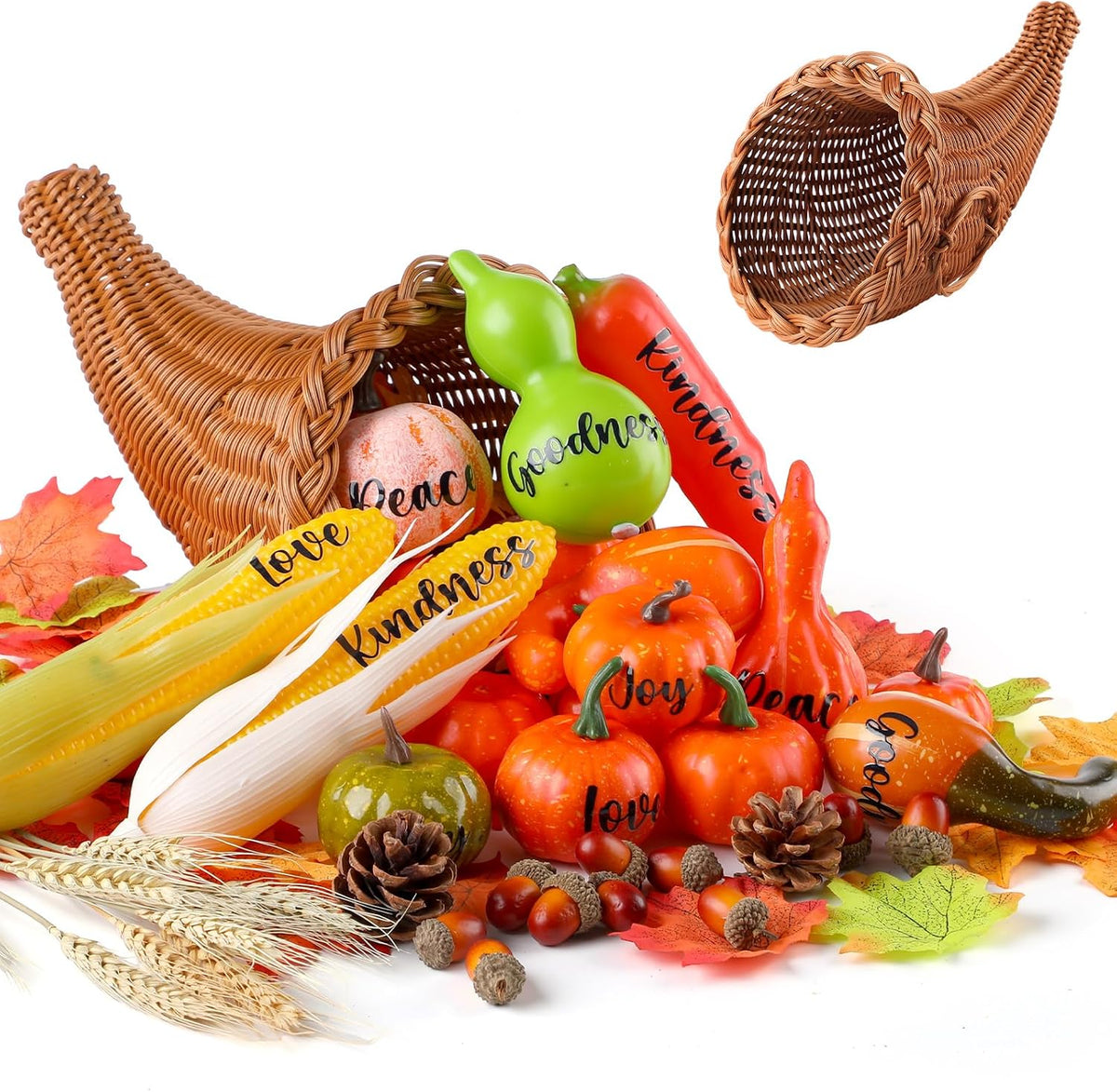 76 Pcs Thanksgiving Cornucopia Basket Set Farmhouse Centerpiece
