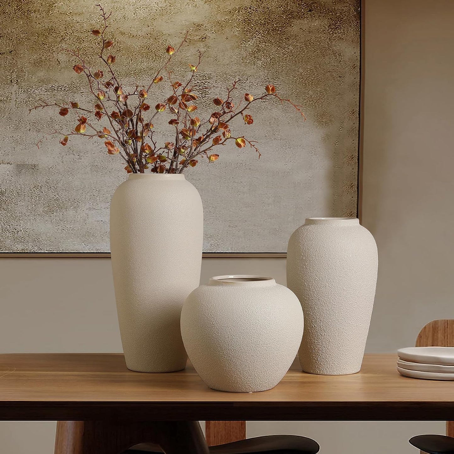 7.9" Distressed Rustic Vase Modern Farmhouse / Cream White-7.8