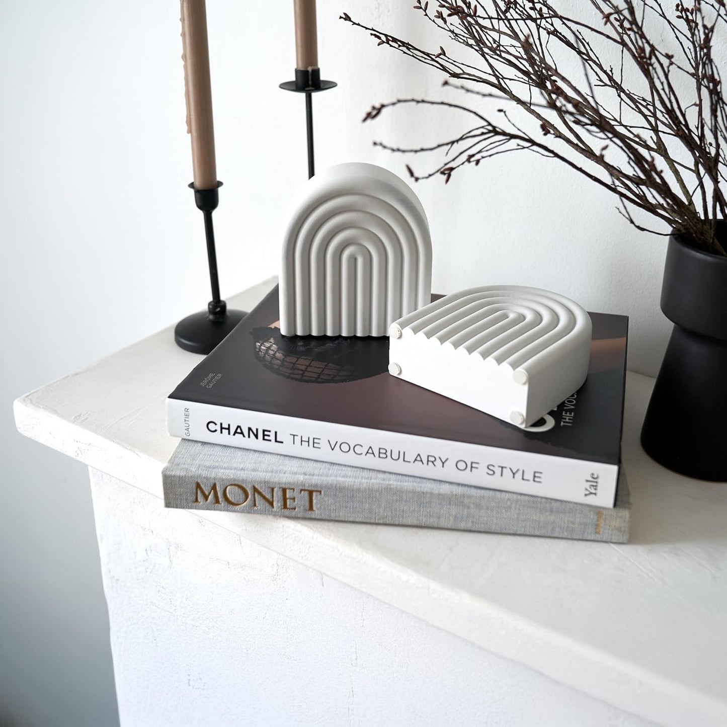 Aesthetic Book / Decorative Concrete Bookends for Heavy Books / Set of 2