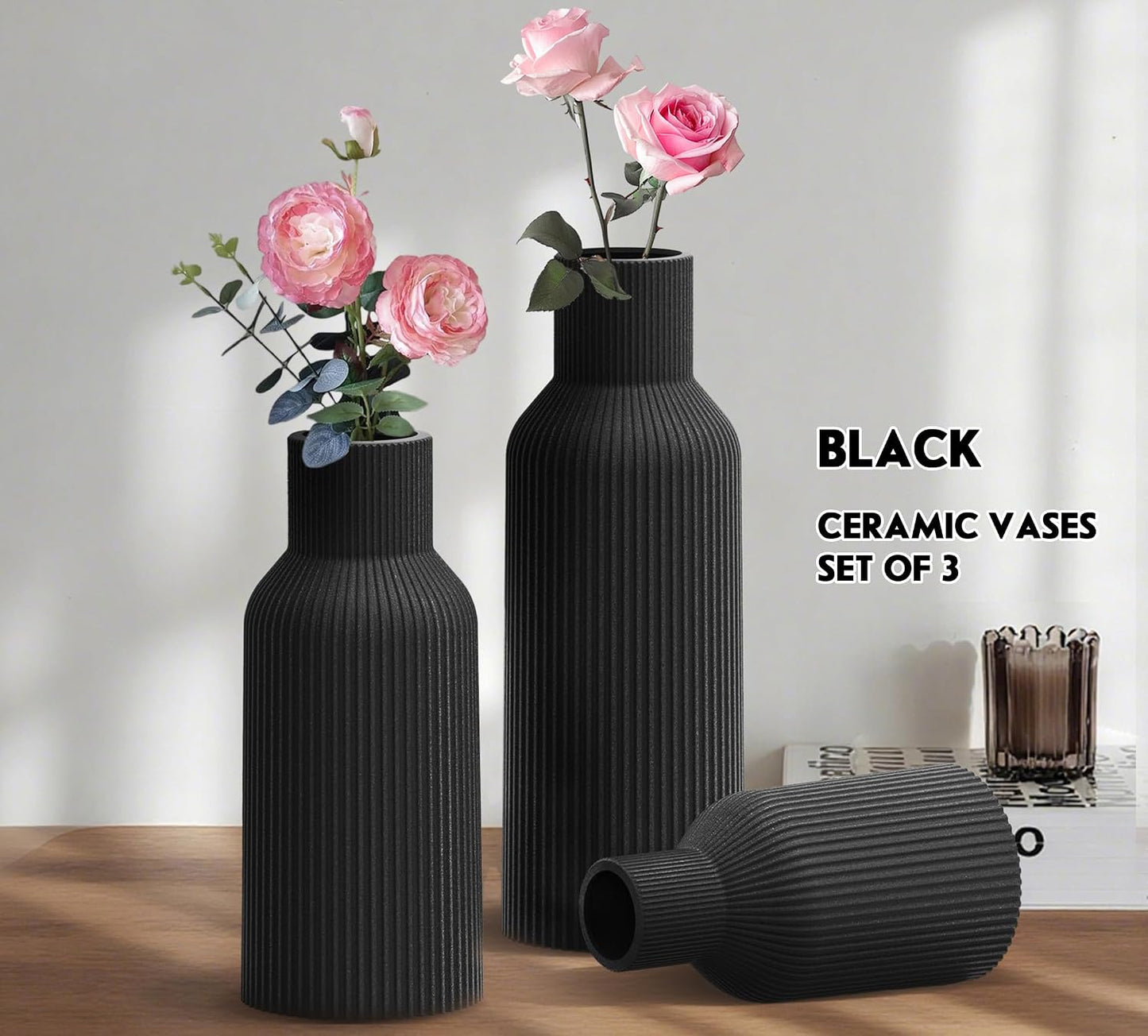 Tall Ceramic Vase / 1-piece-set / Large Black