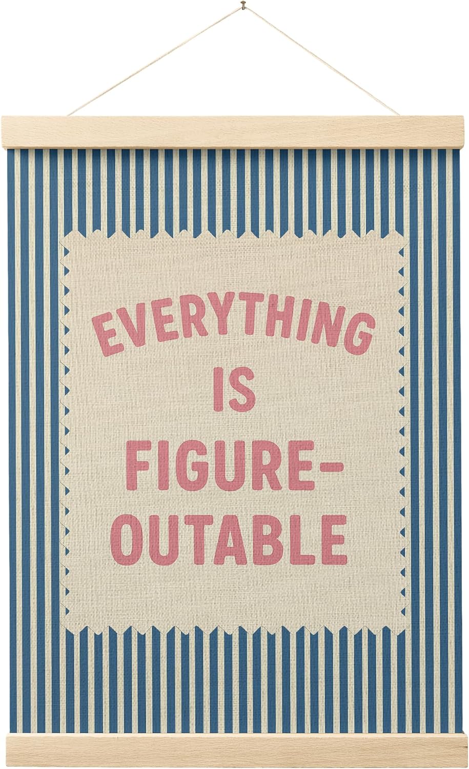 FGFK Everything Is Figureoutable Inspirational Wall Art Poster Hanger Frame, Retro Pink and Blue Positive Affirmations