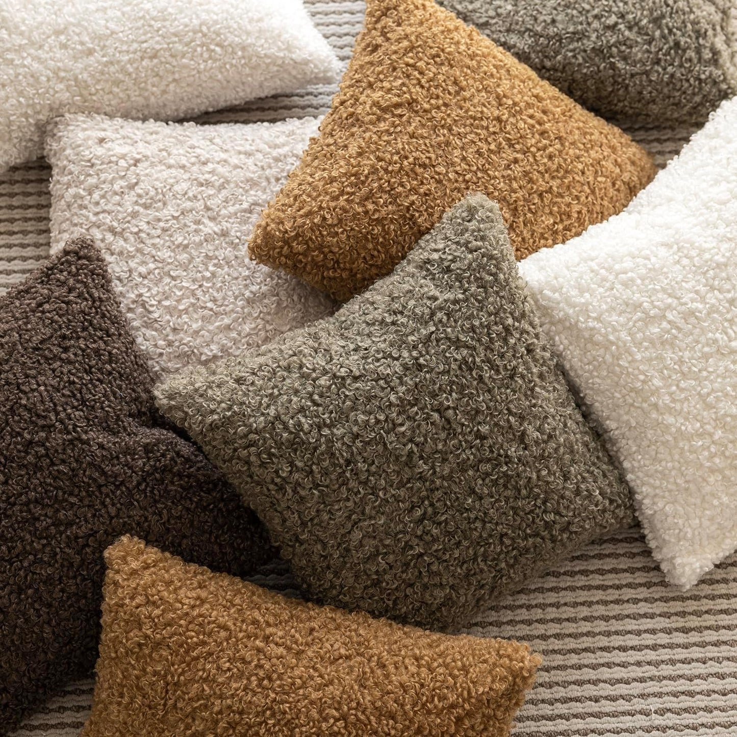 Faux Fur Throw Pillow Cover Accent Sherpa Pillow Fuzzy Soft / 18 x 18 / Bronze / Set of 2