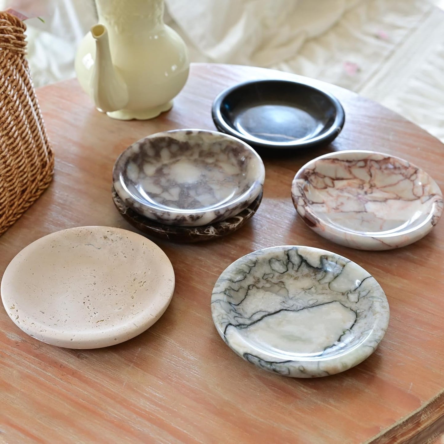 Marble Ring Dish Jewelry Tray / Emperador Dark / Natural