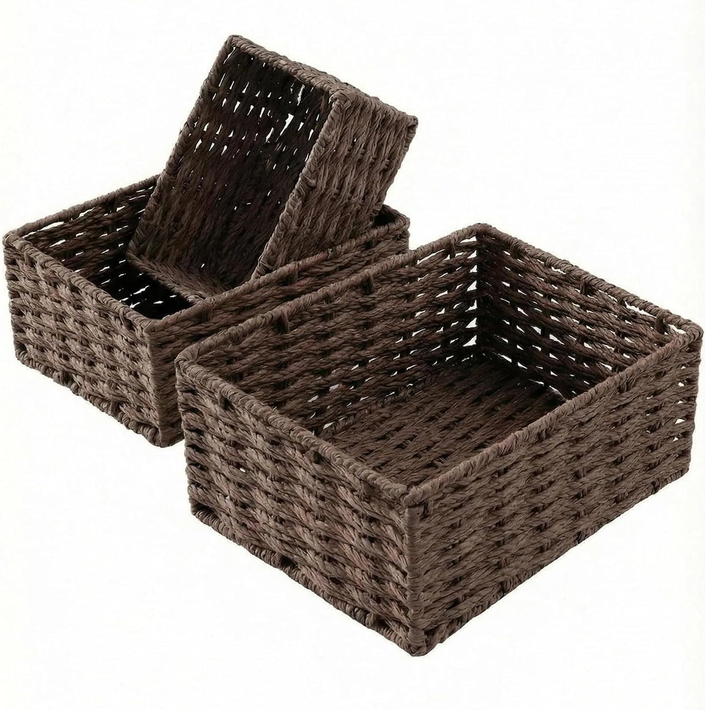 Woven Storage Basket / Coffee / Natural / Set of 3