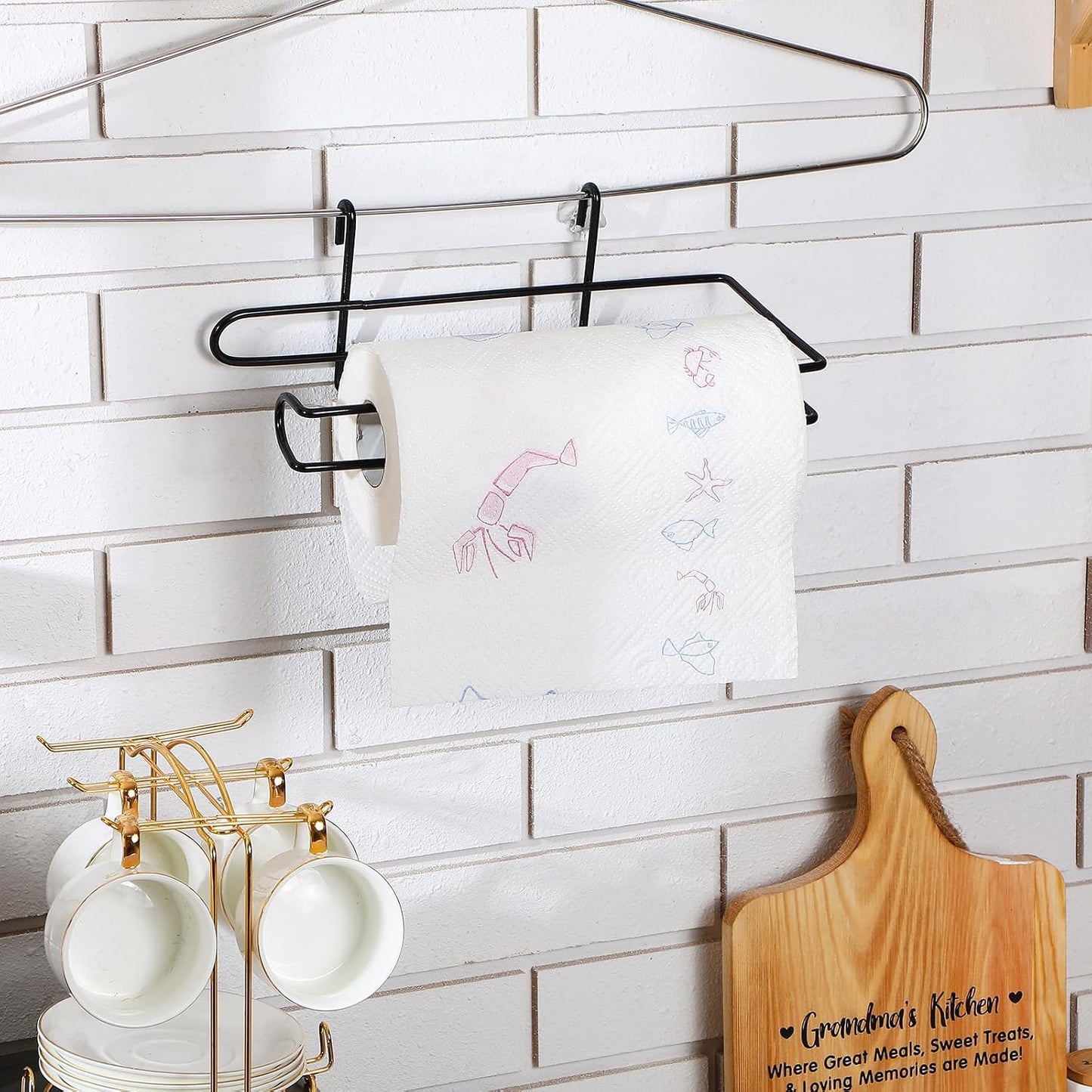 CroBlissful Paper Towel Holder for Wire Shelving 5'' D x 12'' W x 4.5'' H Hanging Paper Towel Holder Wire Shelf