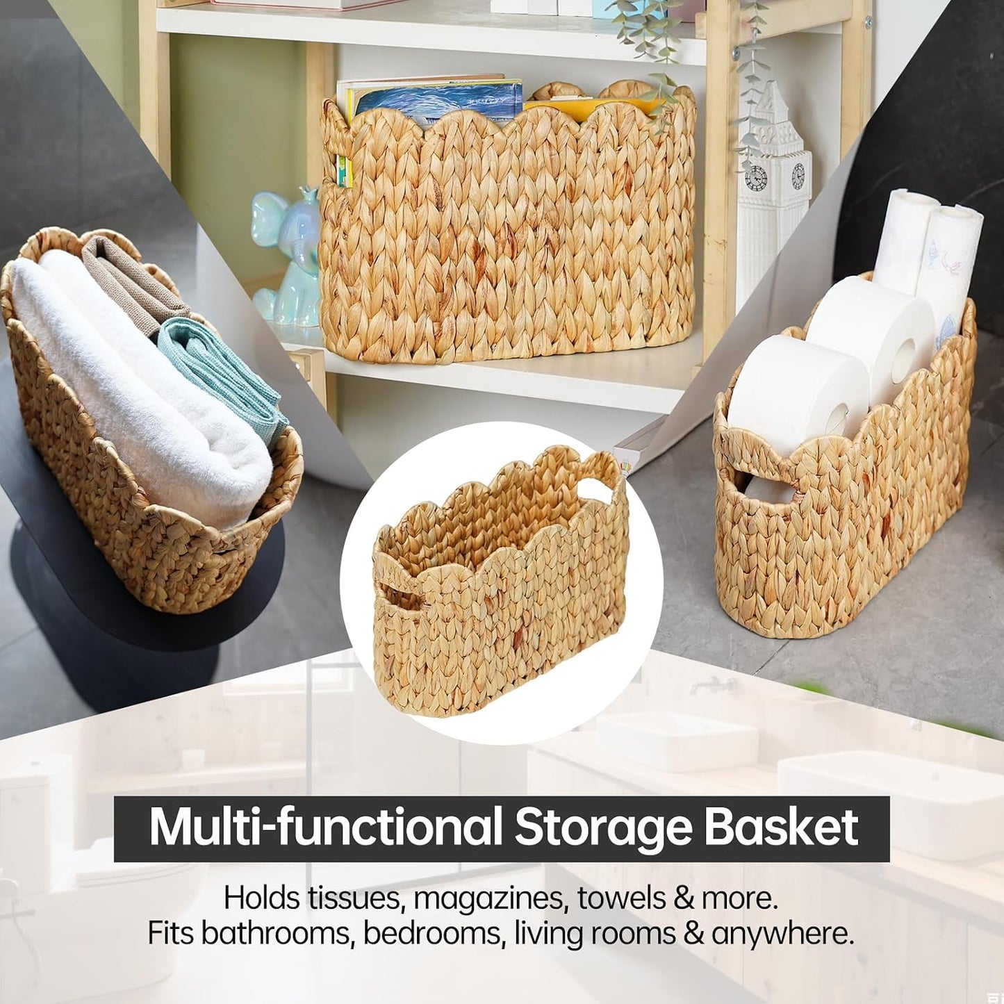 Scalloped Wicker Basket / Water Hyacinth