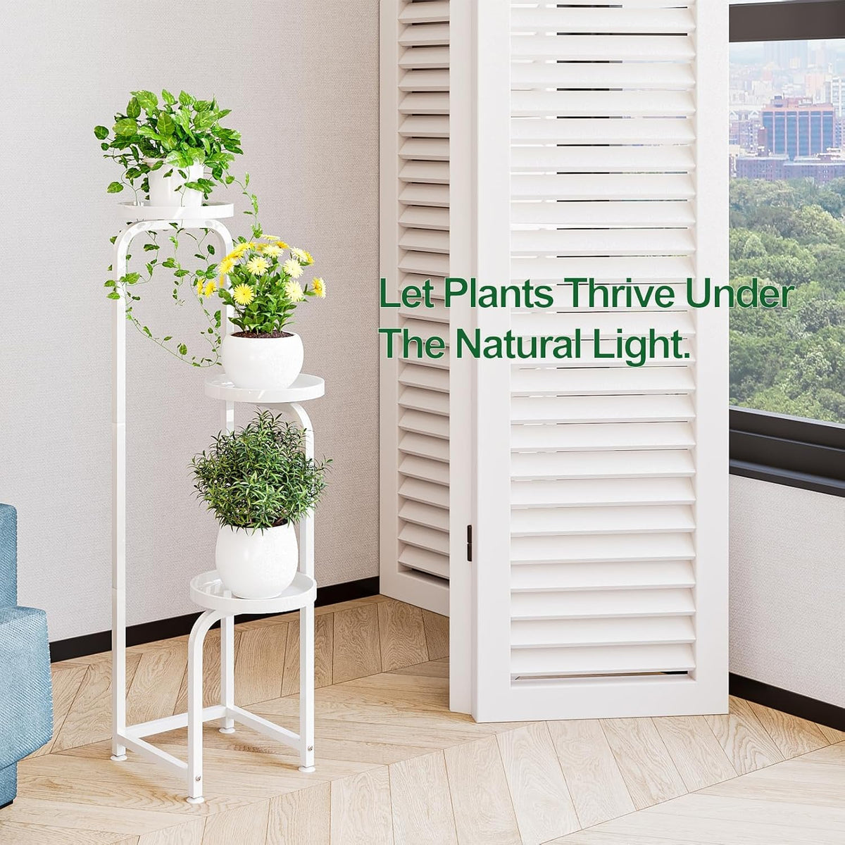 INGIORDAR Plant Stand Indoor Outdoor Corner Tiered Plant Shelf 3 Tier Metal | Space-saving Tiered Design Displays