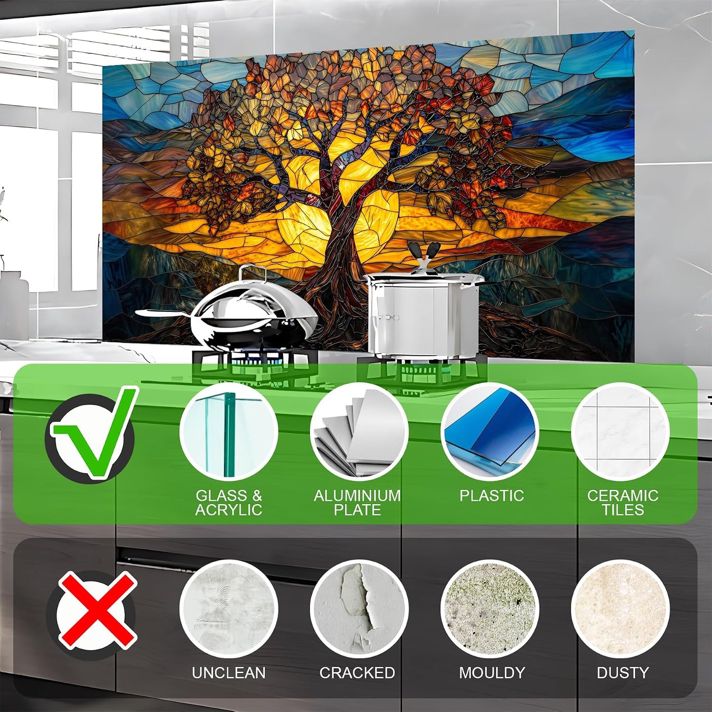 Waterproof PVC Vinyl Peel & Stick Decals / Tree / 30 x 16