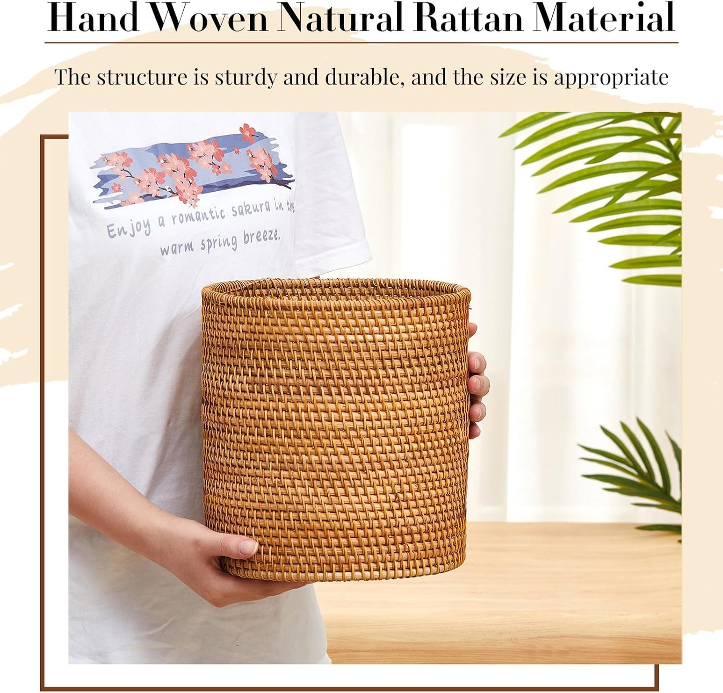 Rattan Hand Woven Basket Set Wicker Bathroom / Log Color / Set of 2