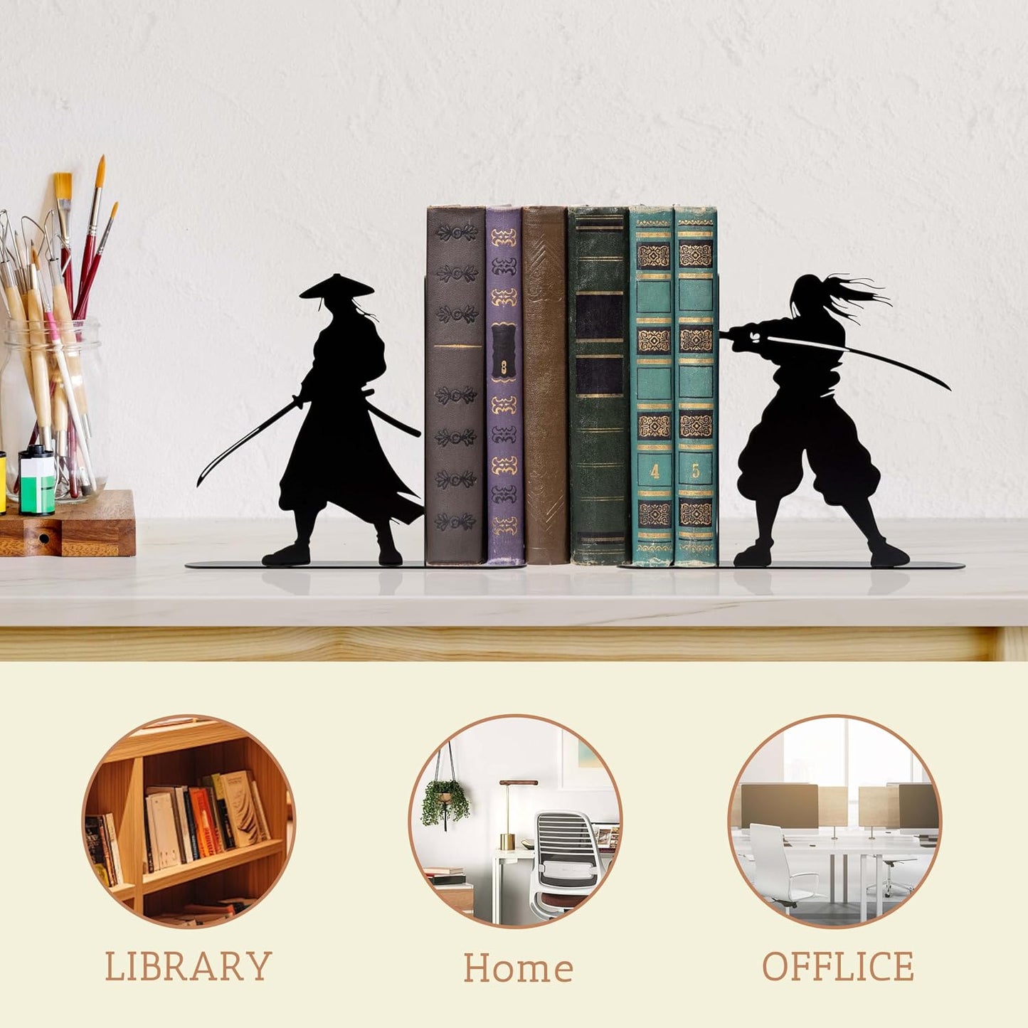 Anime Inspired Metal Bookends Set