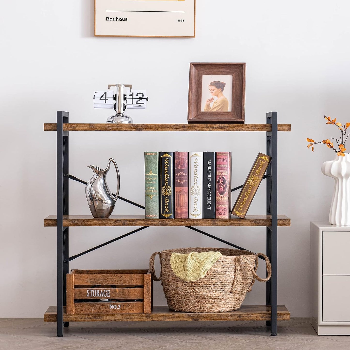 Wood and Metal / 3-tier / Rustic Brown