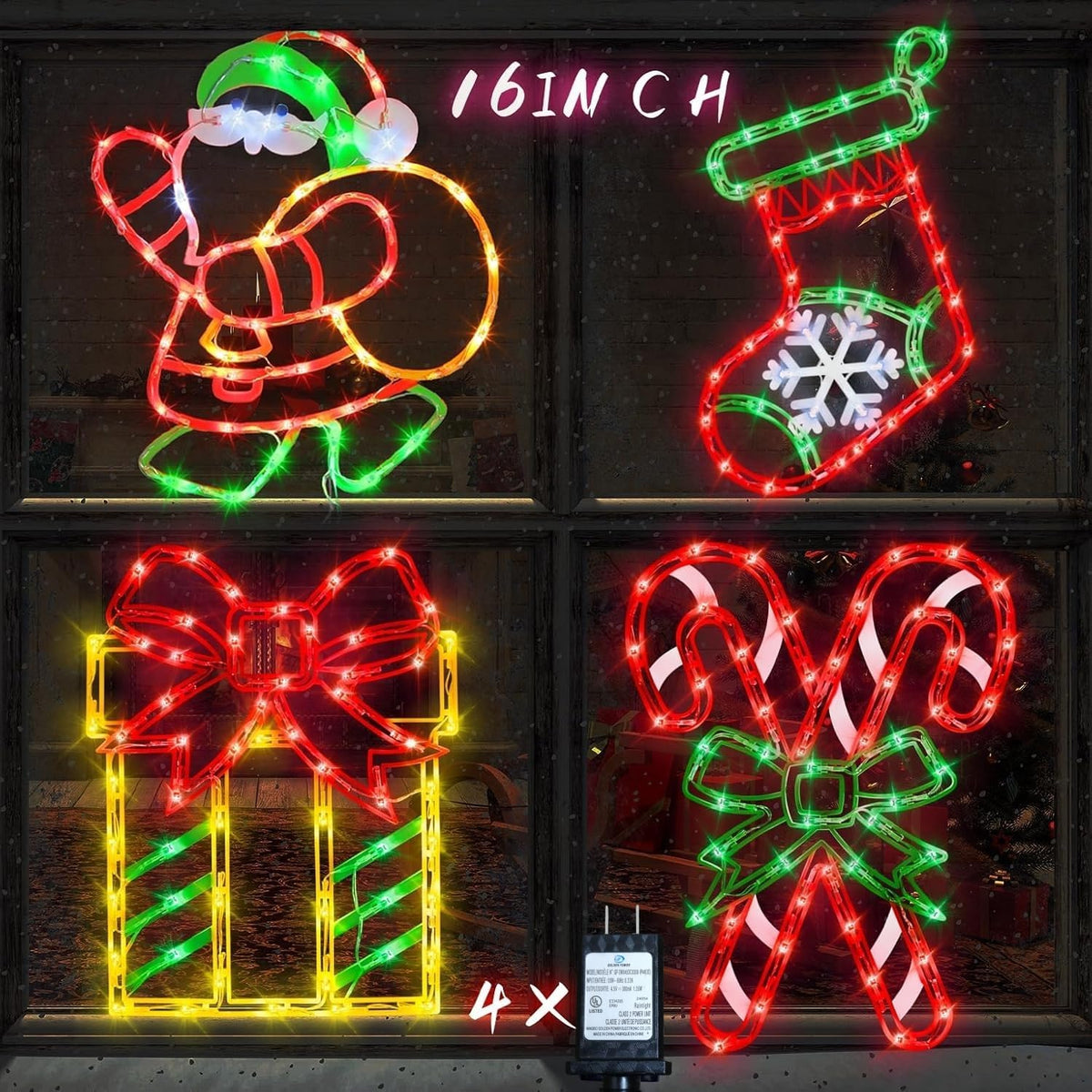 TRWYMZ Christmas Decorations - 16" Christmas Window Silhouette Lights