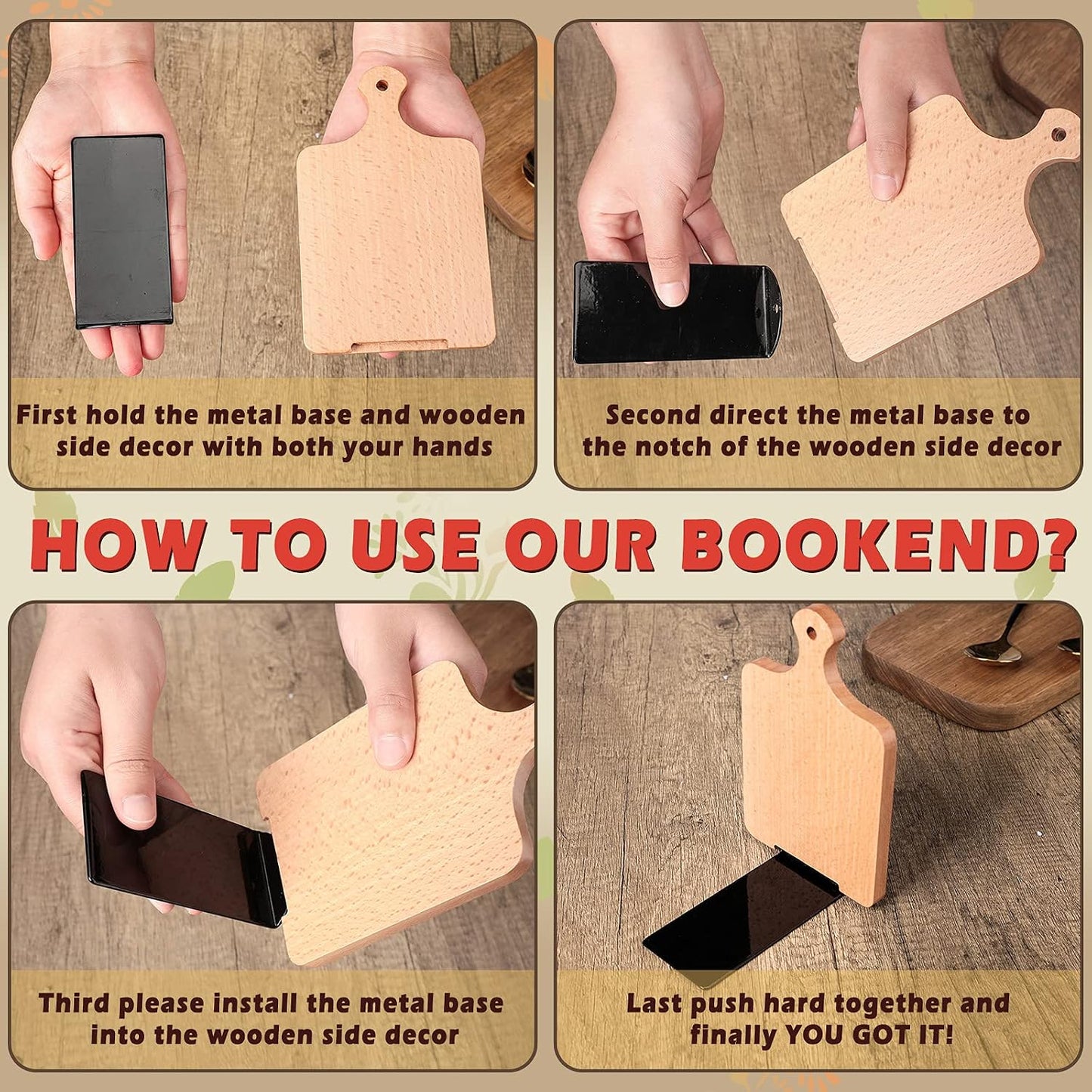 Wood Bookends / Natural Wood Color / Beech