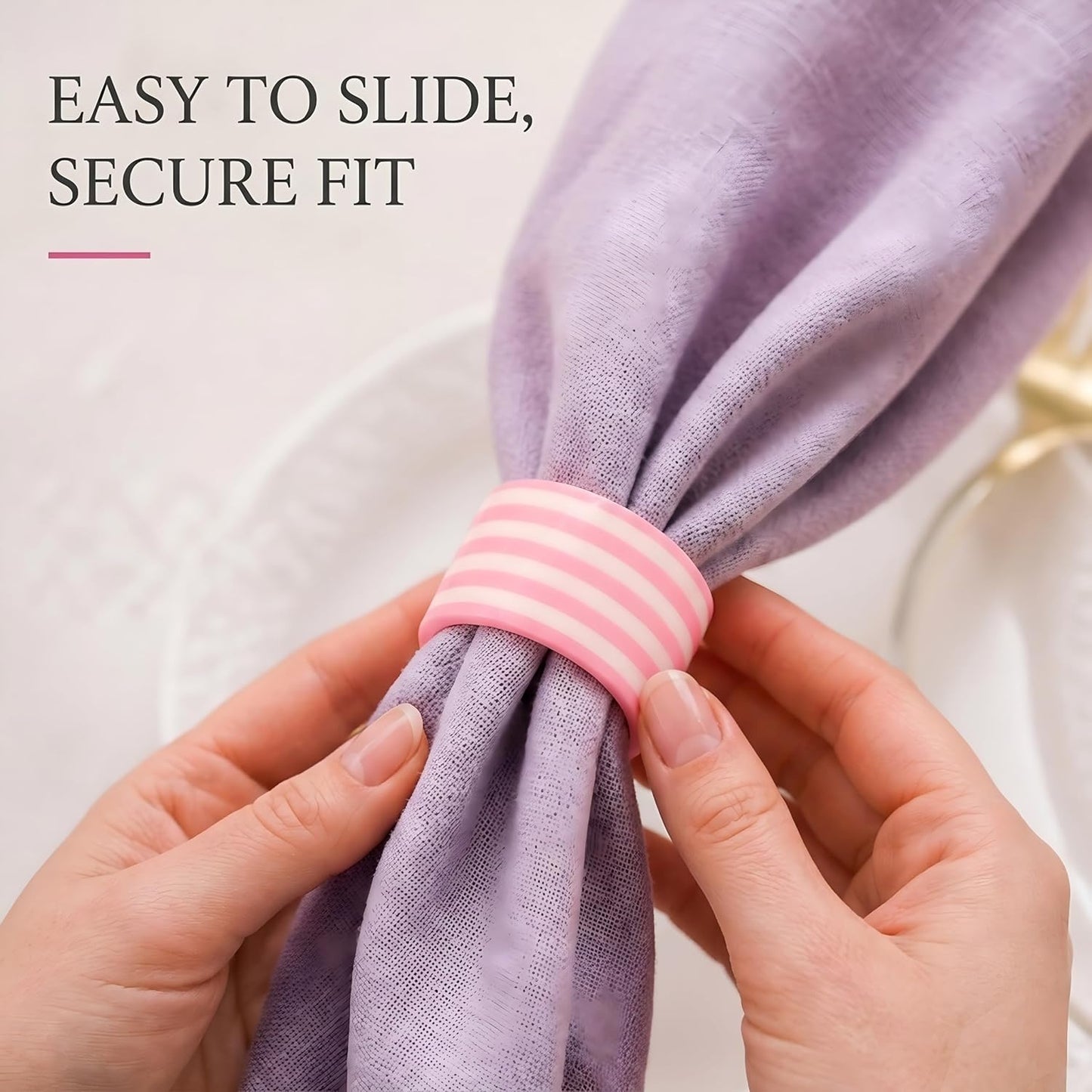 Pink Resin Napkin Rings for Weddings, Set of 12 | Epoxy resin, elegant pink finish, 2x2x1 in., cloth napkin compatible