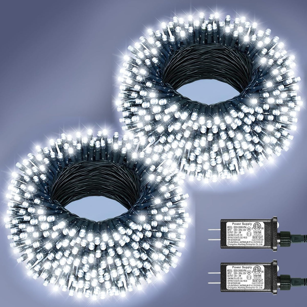 2 Pack Christmas Lights Outdoor, Total 200FT 600LED Christmas Tree Lights