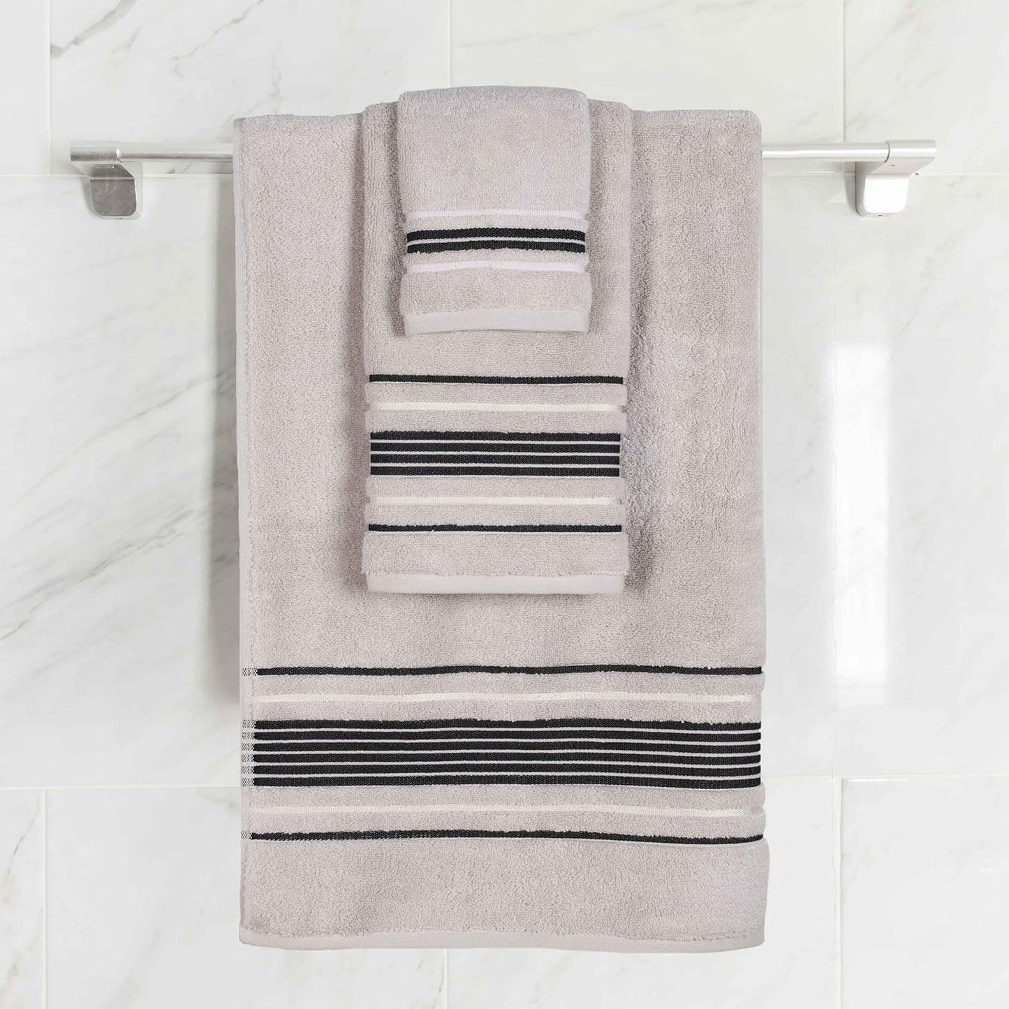 SUPERIOR Cotton 3 Piece Towel Set, Includes 1 Bath, 1 Hand, 1 Washcloth/Face Towel, Quick Dry, Home Essentials, Shower