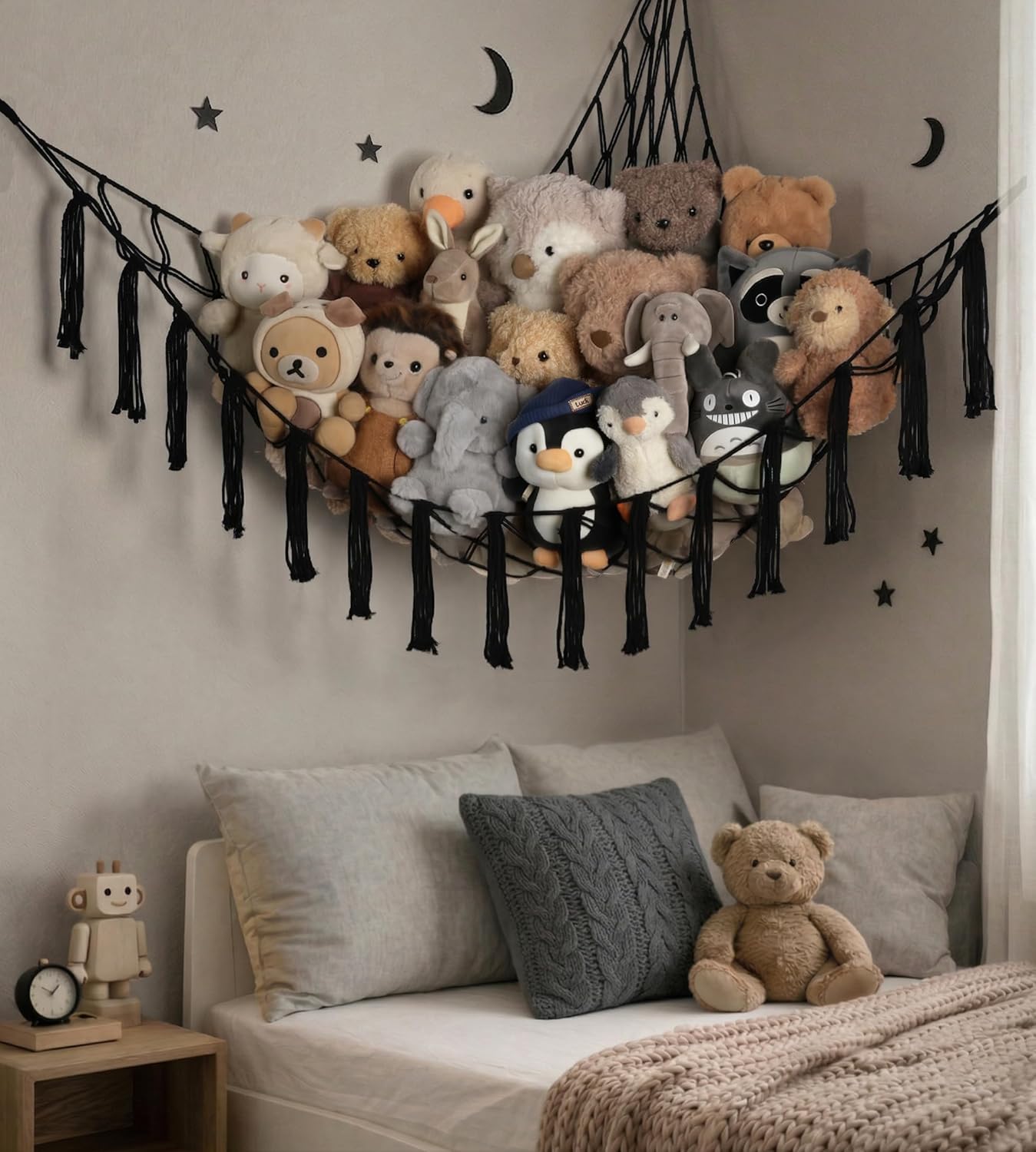 Stuffed Animal Storage Hammock or Net Corner / Standard / Black
