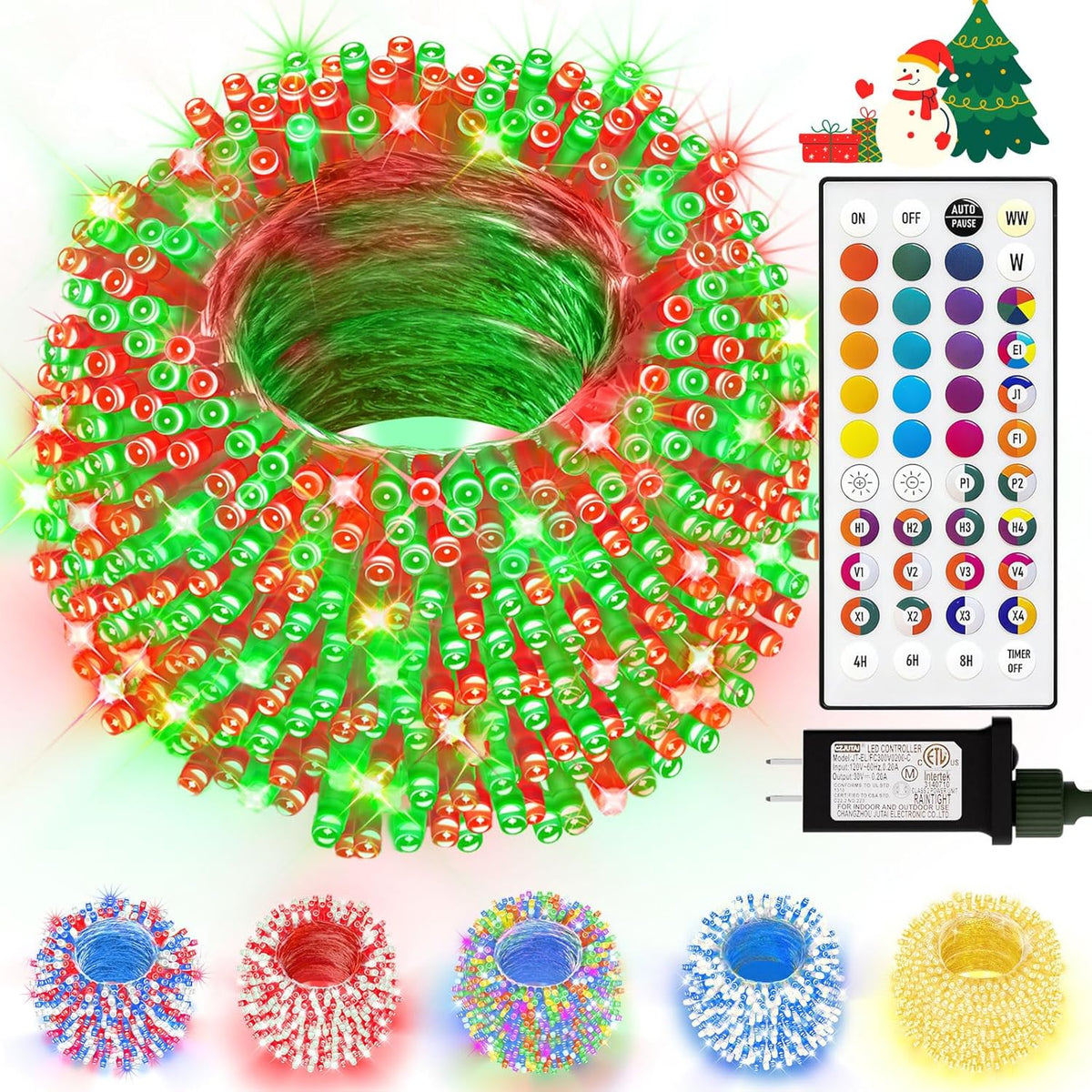 LitHome Color Changing Christmas String Lights with Remote, 99Ft 300 LED