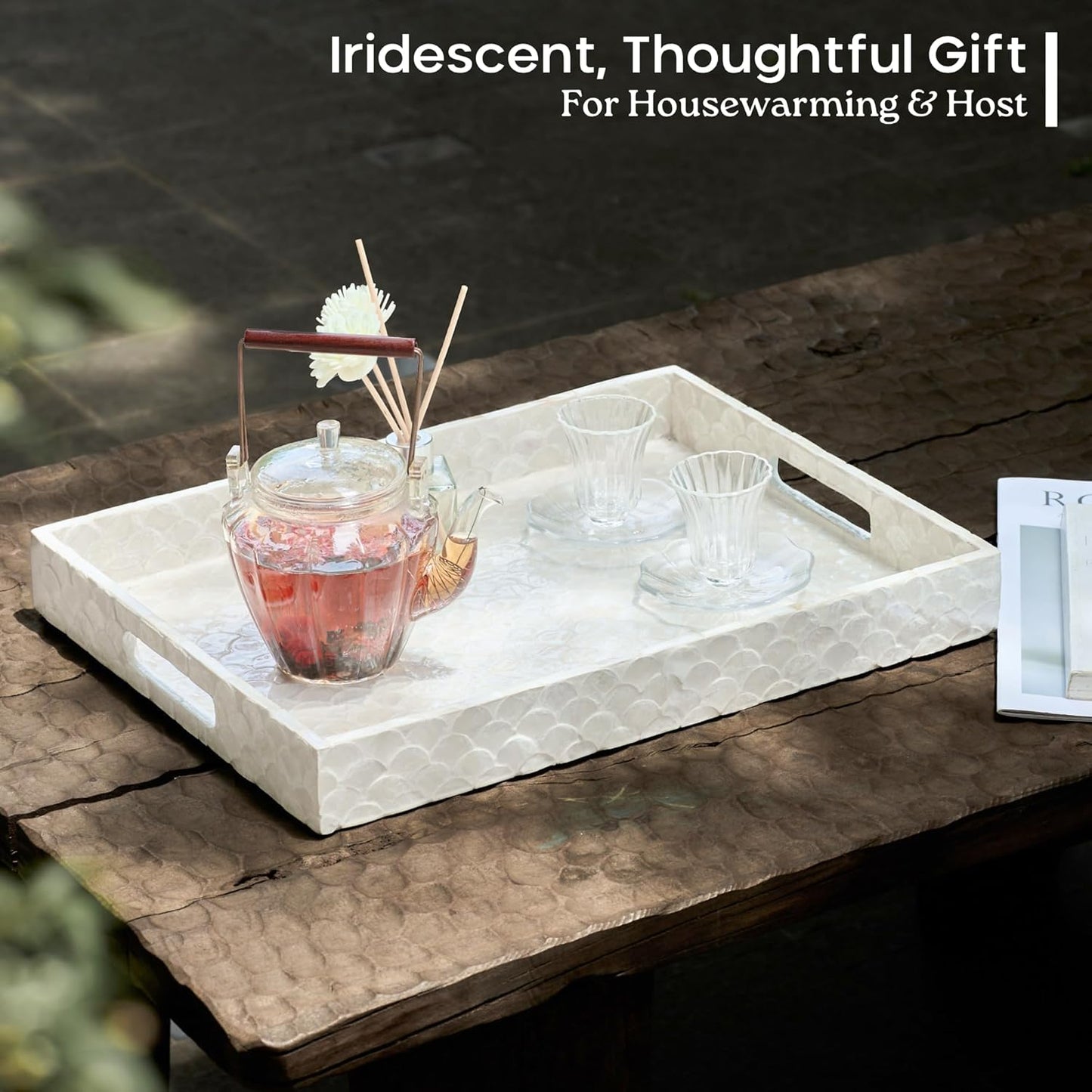 Handmade Serving Tray / Rectangular / Natural / 15.8 x 11.8 x 1.8