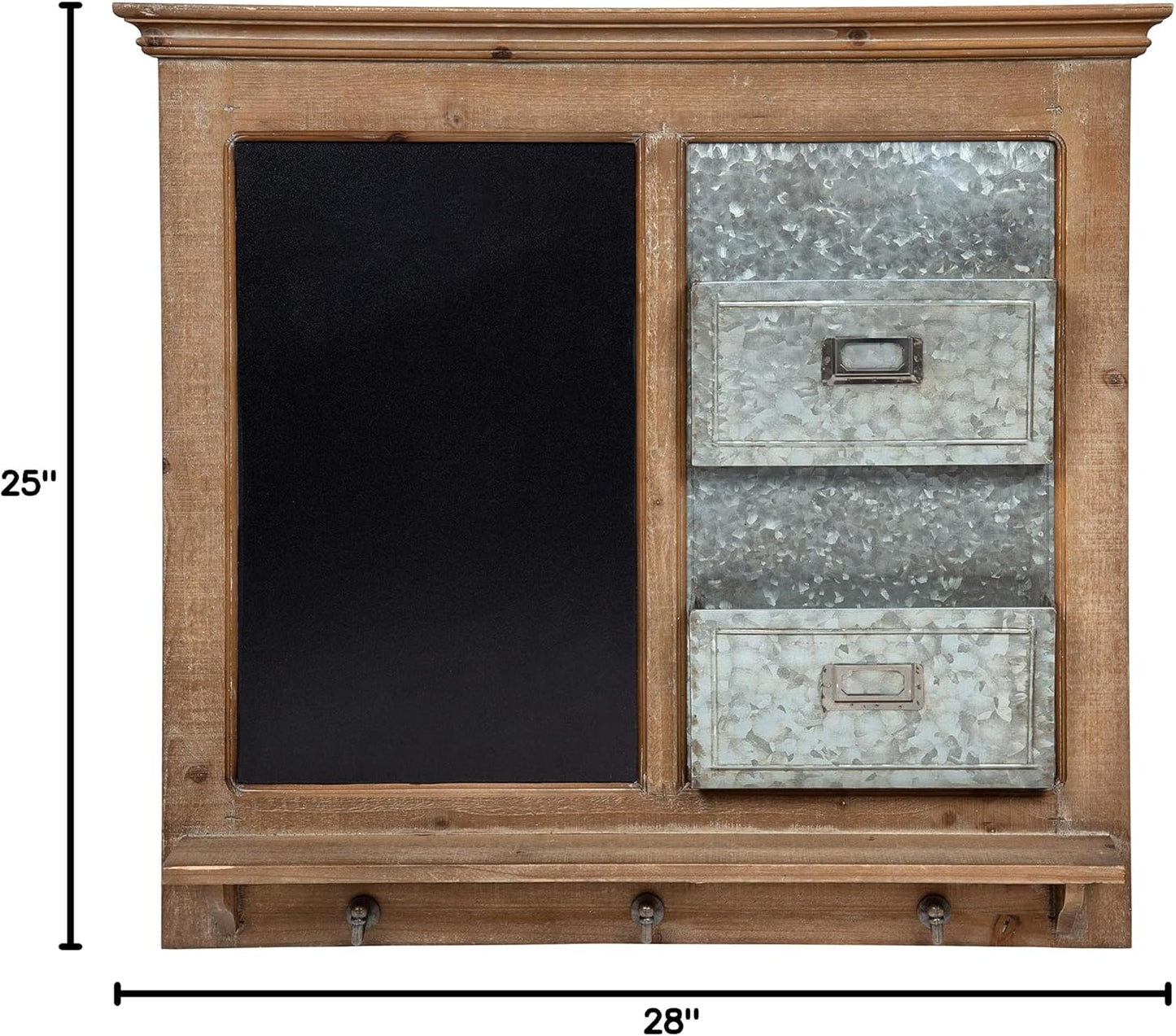 Idamae Wood Framed Chalkboard Wall Organizer / 28"W x 25"H / Rustic Brown / 28 x 25
