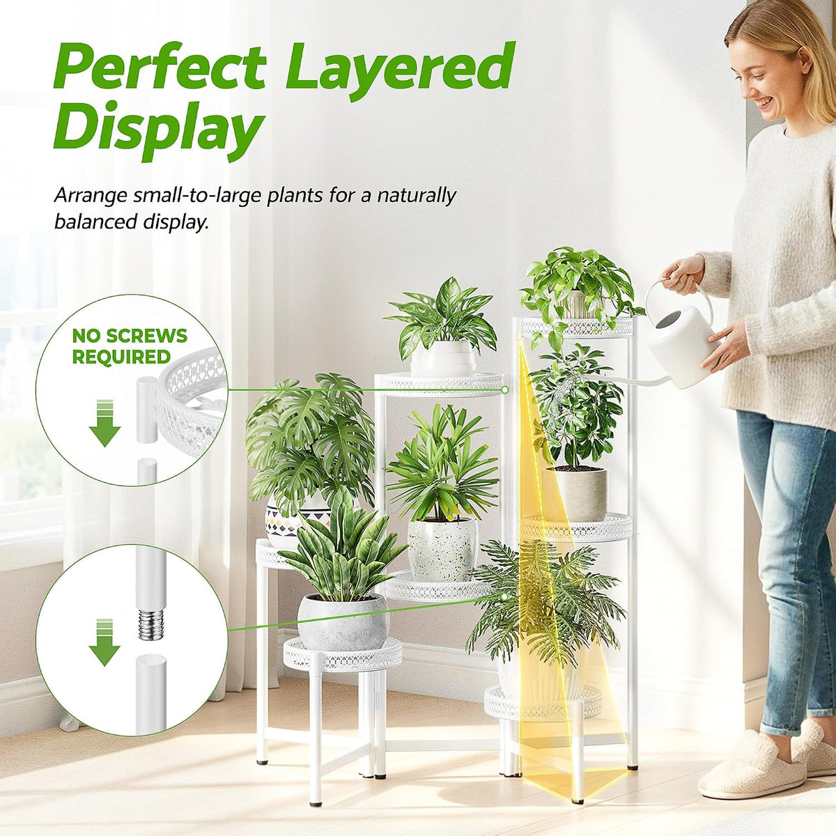 7 Tier Plant Stand Indoor Outdoor, Corner Tiered Plant Stands, Planter Display Rack for Multiple Plants, Wrought Iron