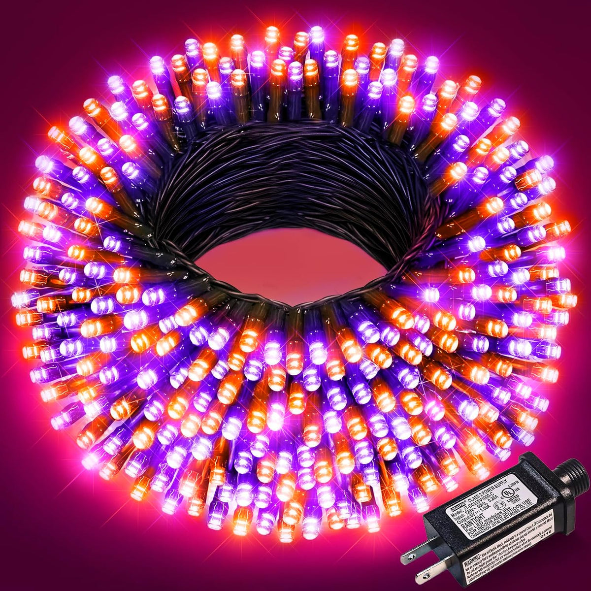 Orange and Purple Halloween Lights, 66FT 200 LED Outdoor String Lights