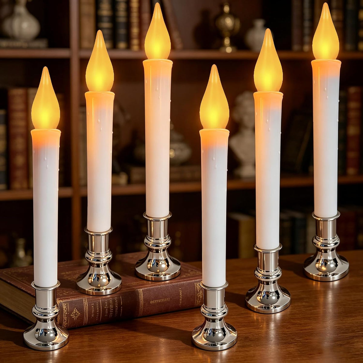 Enhon 18Pcs Dusk to Dawn Christmas Window Candles with Battery, Suction Cup