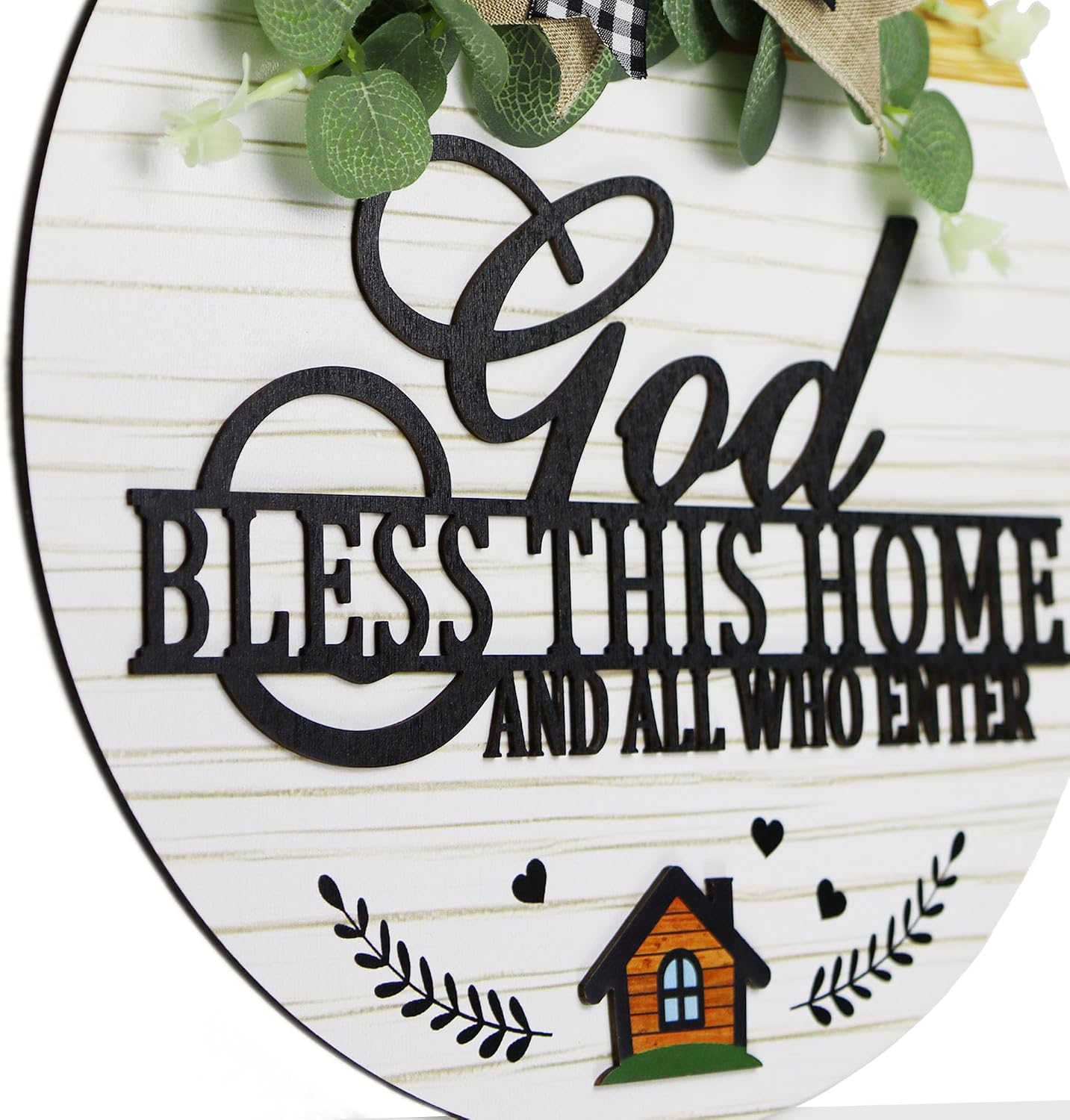 Farmhouse Door Wreaths / God Bless This Home - White
